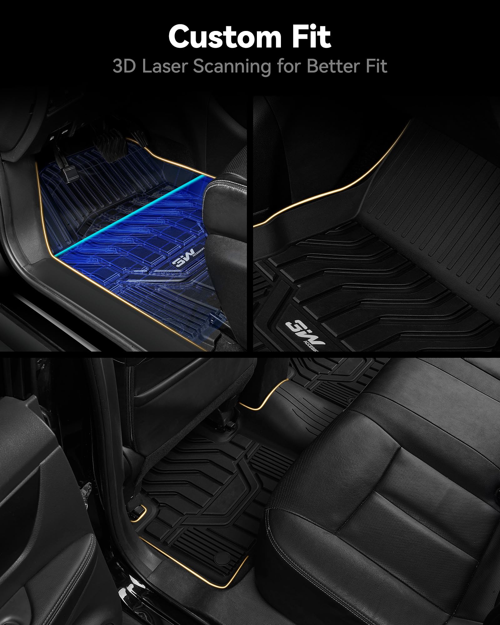 3W Floor Mats & Front Carpet Fit For 2019-2024 2025 Chevy Silverado/Gmc Sierra Denali 1500 & 2020-2024 2025 Gmc Sierra 2500Hd/35