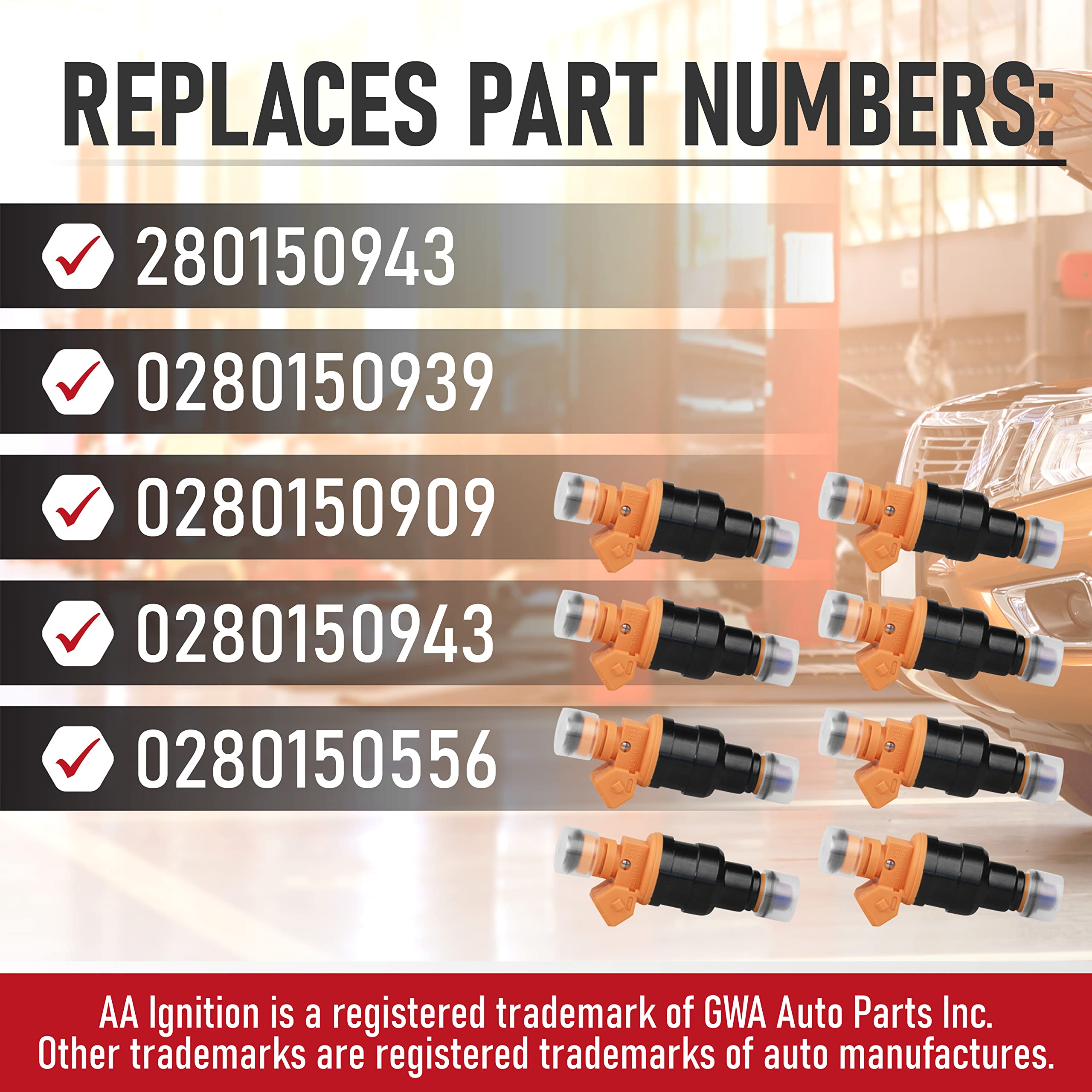 Fuel Injector Set Of 8 - Replaces Part 280150943, 0280150939, 0280150909 - Compatible With Ford, Lincoln, Mercury Vehicles - E25