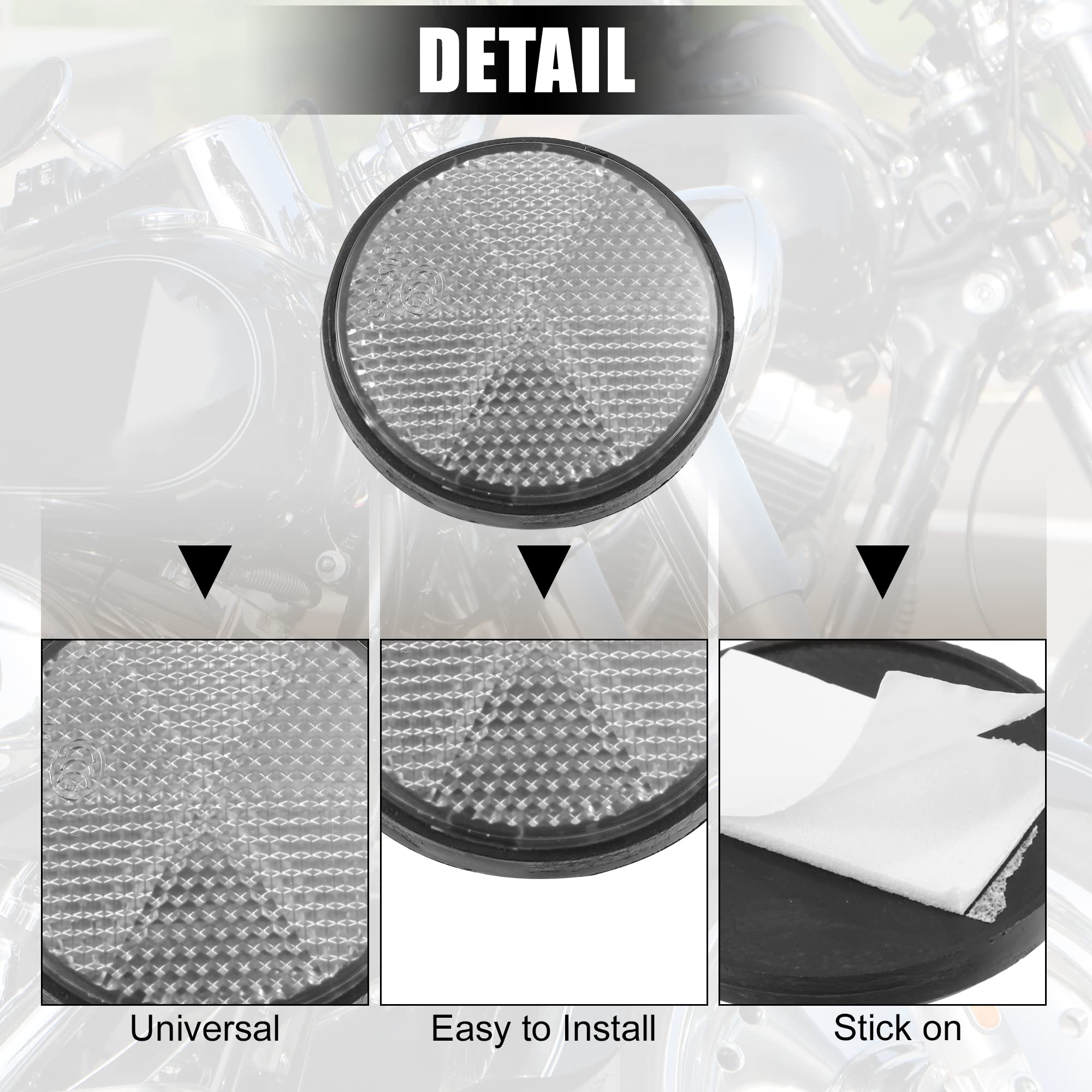 X Autohaux 2 Pcs 56Mm White Plastic Universal Round Reflective Warning Reflector With Adhesive Tape For Motorcycle Bike