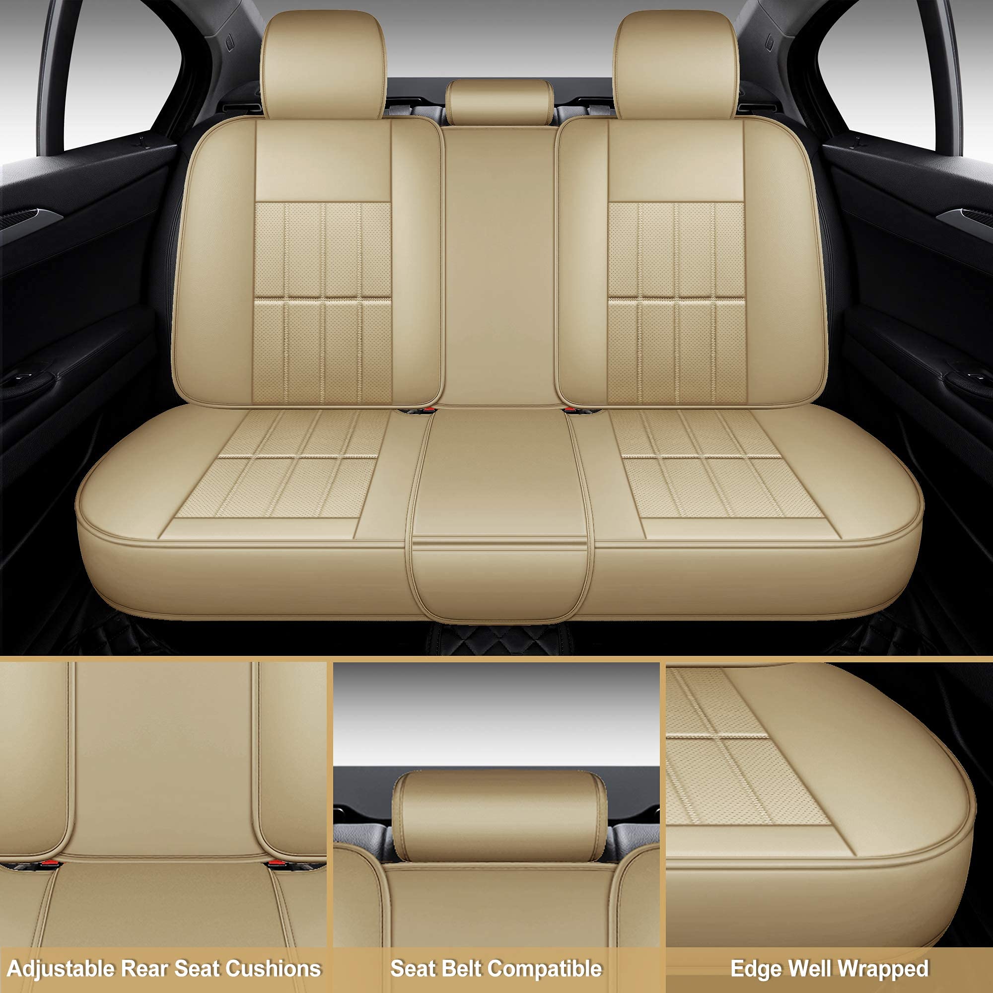Aoog Leather Car Seat Covers, Leatherette Automotive Vehicle Cover For Cars Suv Pick-Up Truck, Universal Non-Slip Vehicle Cover