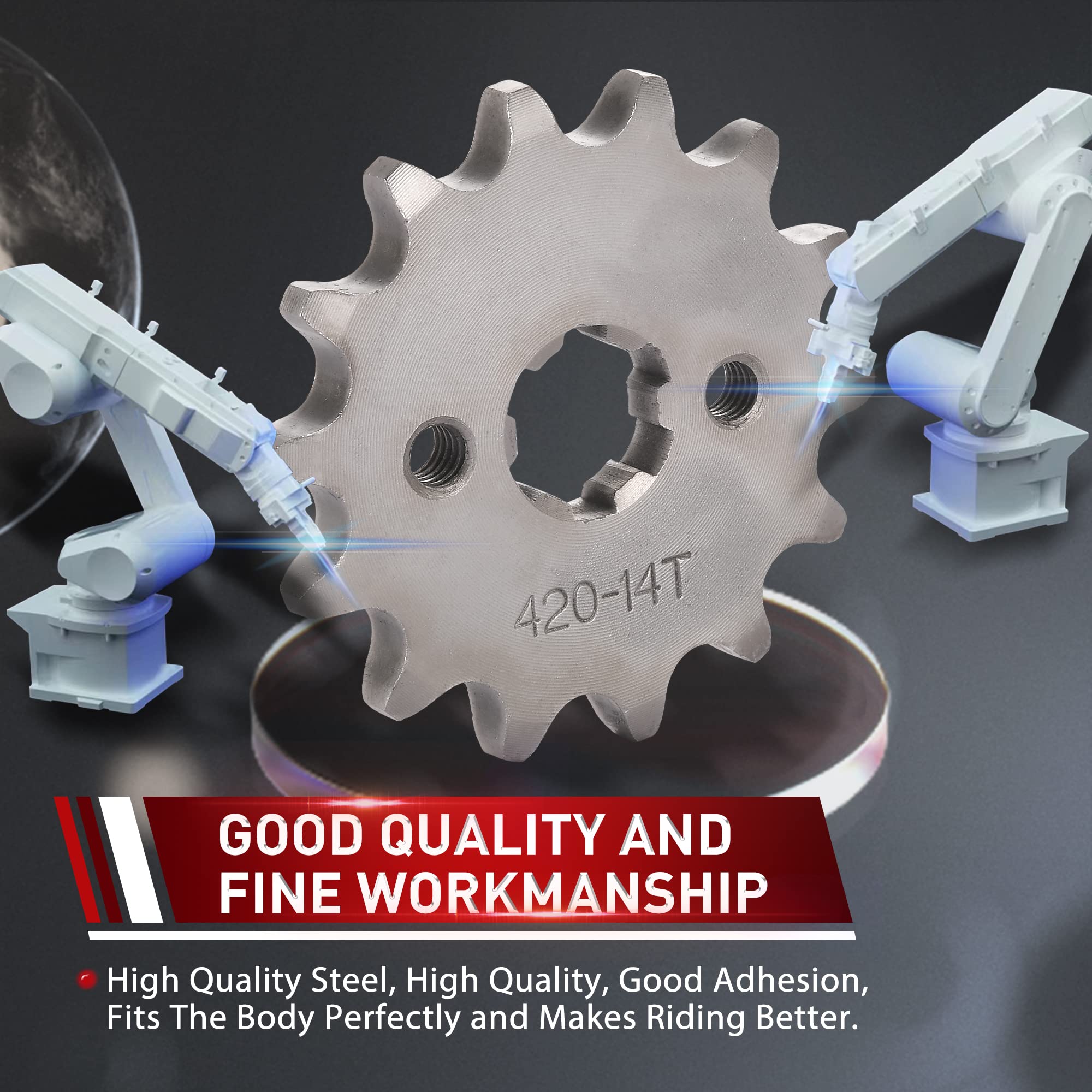 Woostar Motorcycle 420-14T Front Sprocket 17Mm For 50Cc 70Cc 90Cc 110Cc 125Cc Dirt Pit Bike Mini Bike Atv 4 Wheeler Moped