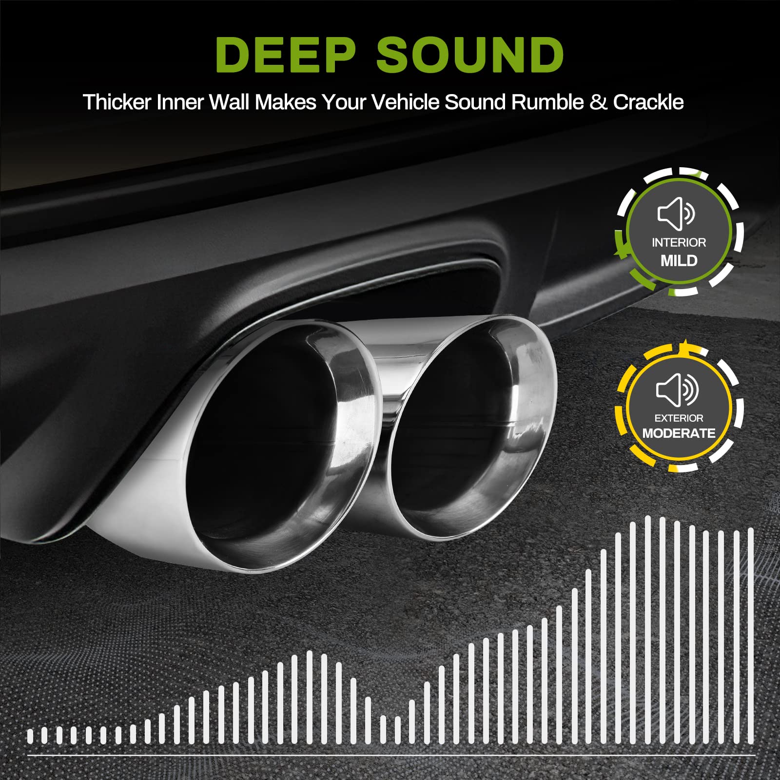 AUTOSAVER88 Dual Exhaust Tip 2.5" Inlet 3.5" Outlet Chrome Stainless Steel 9.5" Long, Model JBBU5EuiP6
