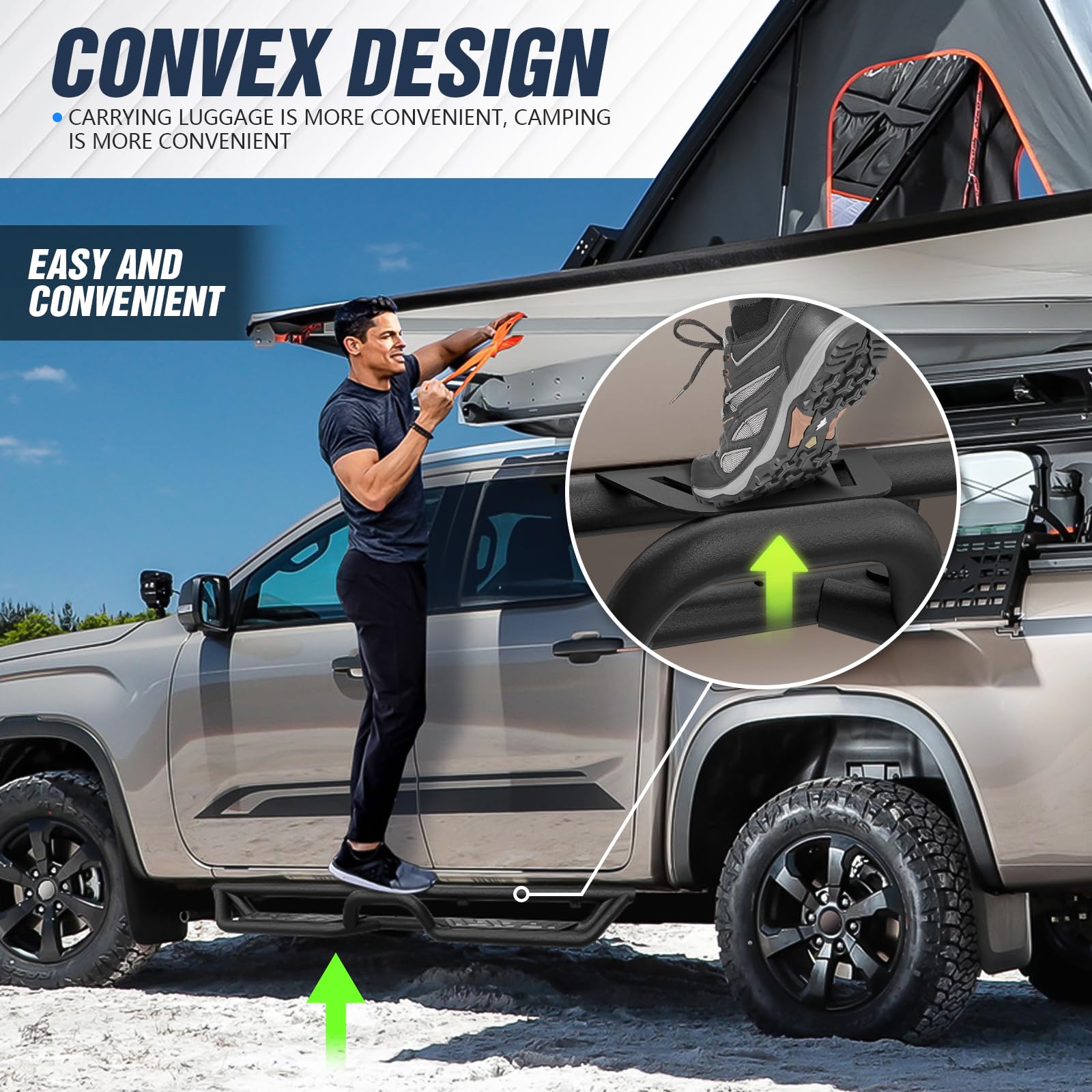 Yzona Three Raised Steps, Crew Cab Running Boards Compatible With 2019-2025 Chevy Silverado & Gmc Sierra 1500, 2020-2025 Chevrol