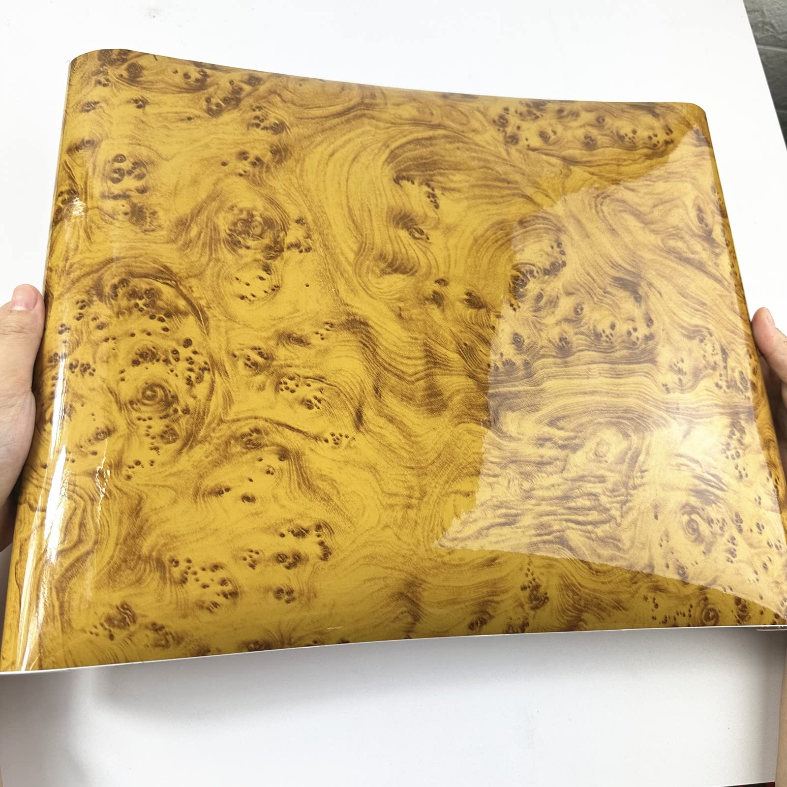 Moyishi Wood Grain Vinyl Sticker Decal Roll Car Interior Home Office Furniture DIY Film Wrap 30cmx100cm (Yellow)