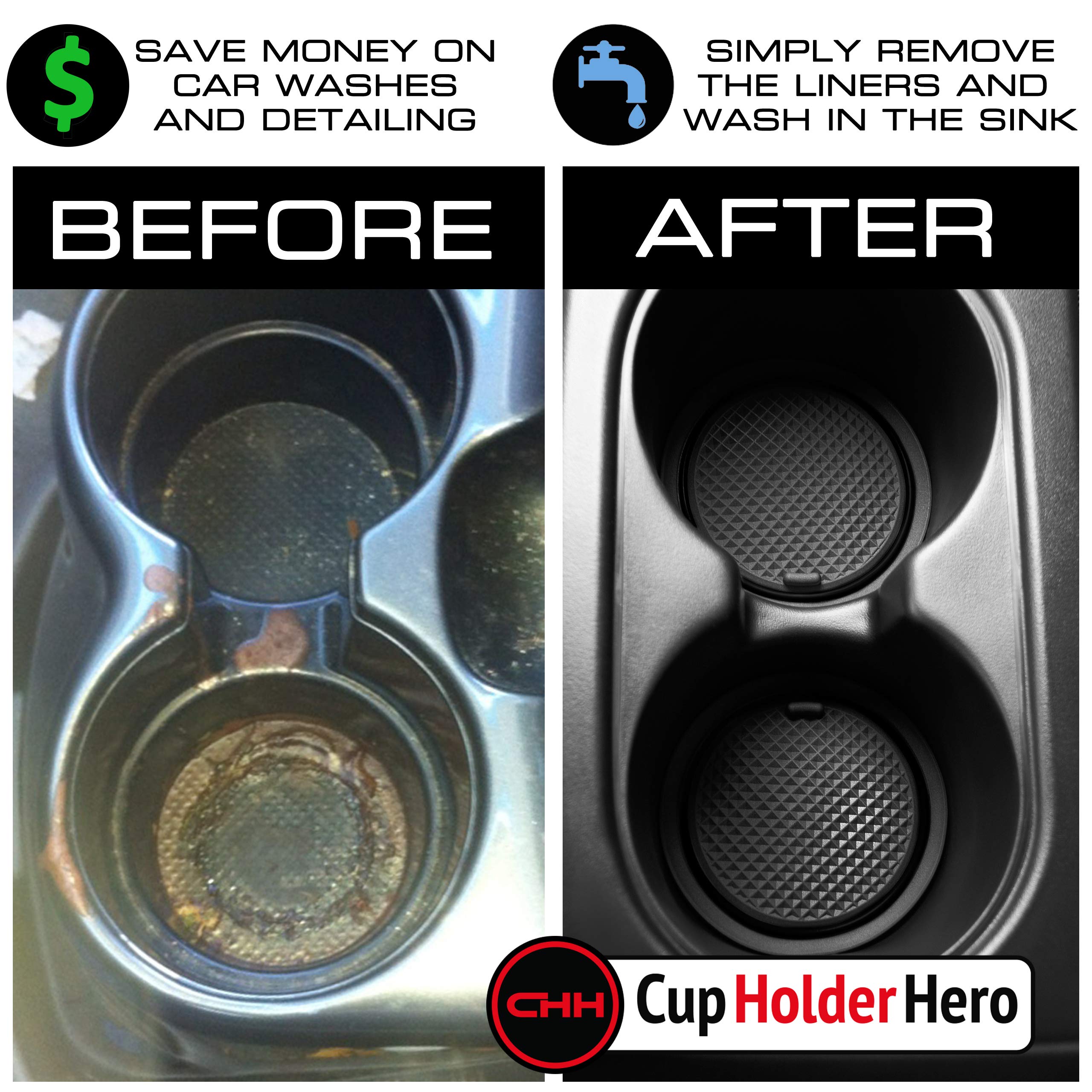 CupHolderHero Fits Toyota 4Runner 2010-2024 Accessories - Custom Non-Slip Anti-Dust Cup Holder Inserts, Center Console Liners, D