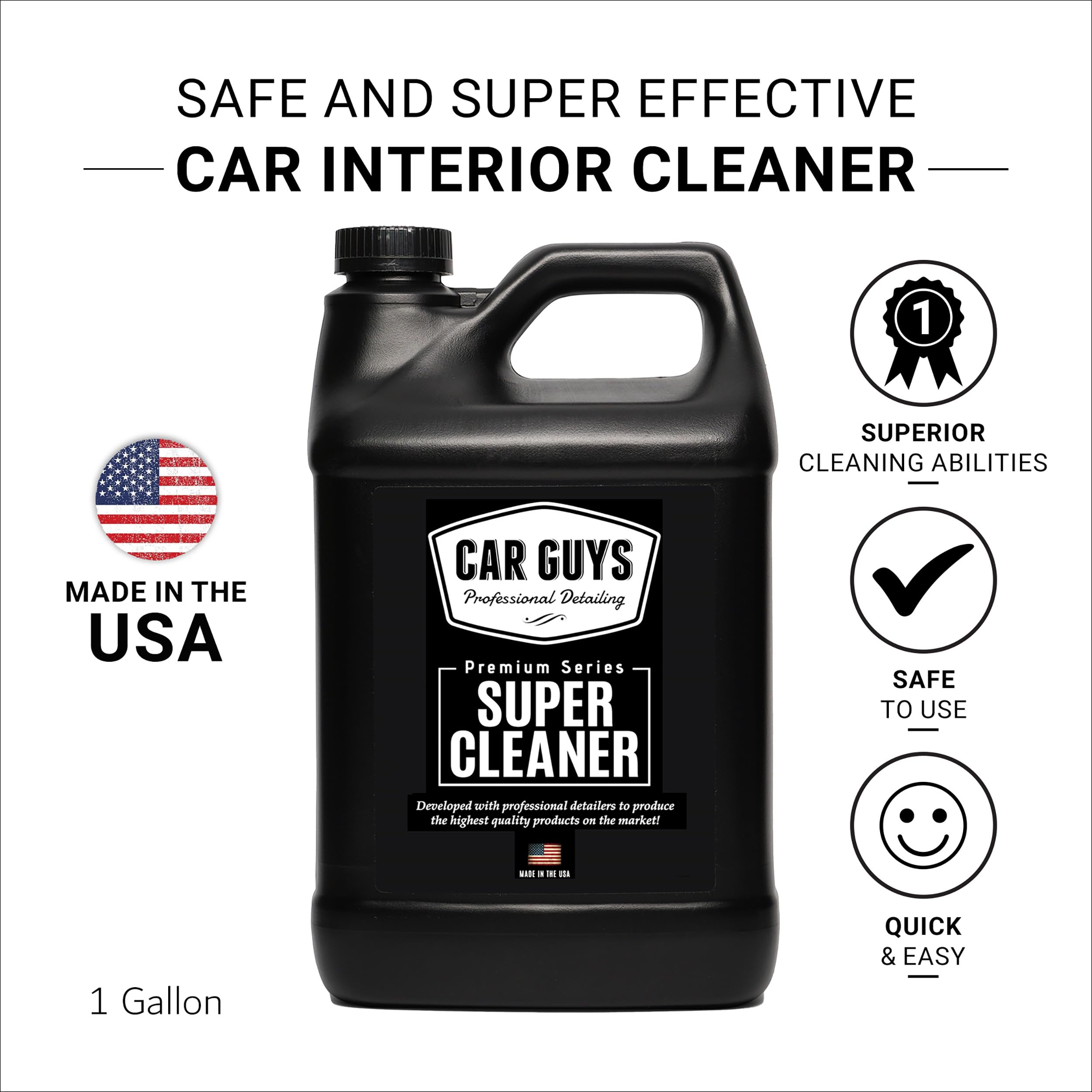 CAR GUYS Super Cleaner - 1 Gallon Interior Cleaner & Stain Remover for Leather, Carpet, Upholstery - Model 13