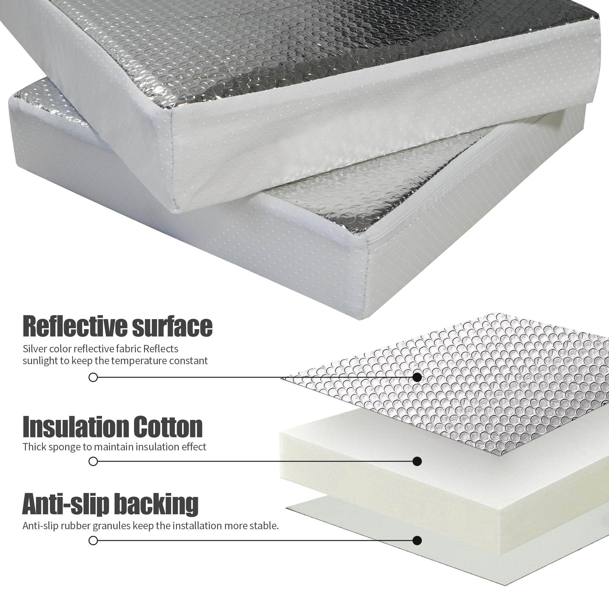Runfider 14''x14''x3'' Universal Vent Insulator, RV Skylight Cover with Reflective Surface, Skylight Shade for Energy Savings an