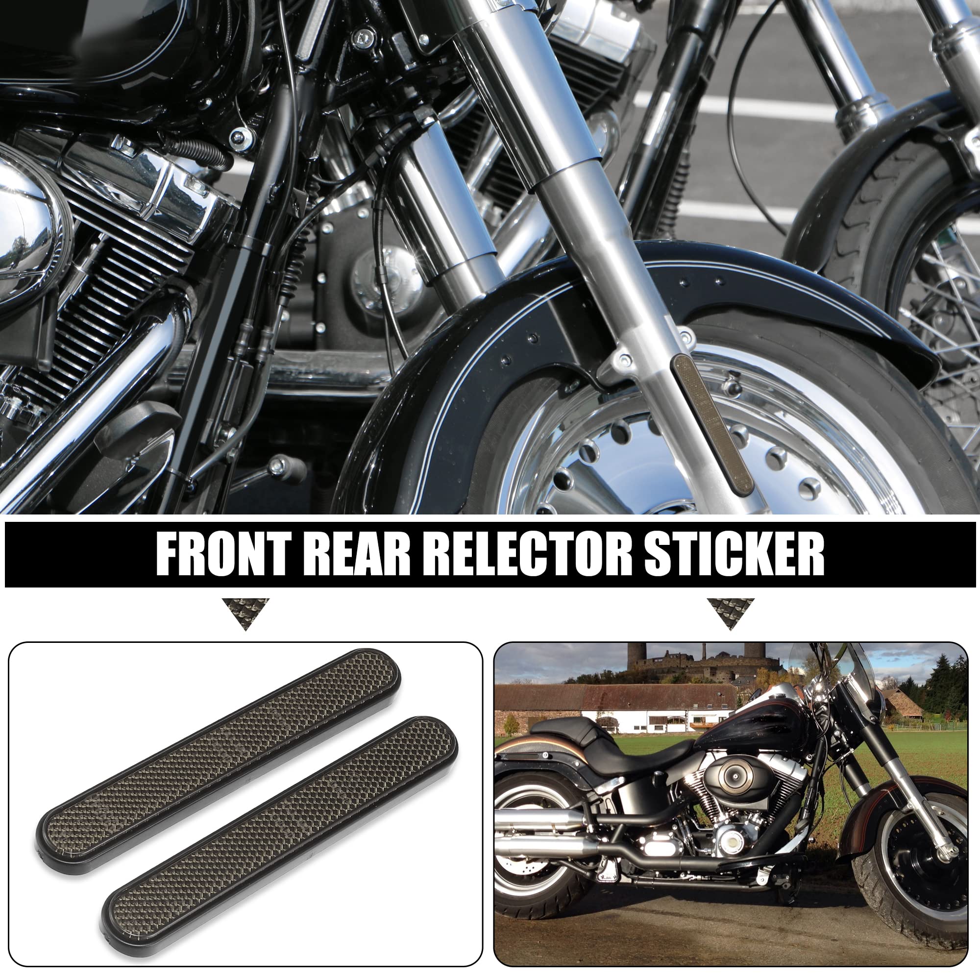 Motoforti Front Lower Fork Reflector Sticker Rear Saddlebag Reflective Cover Universal Smoke 1 Pair