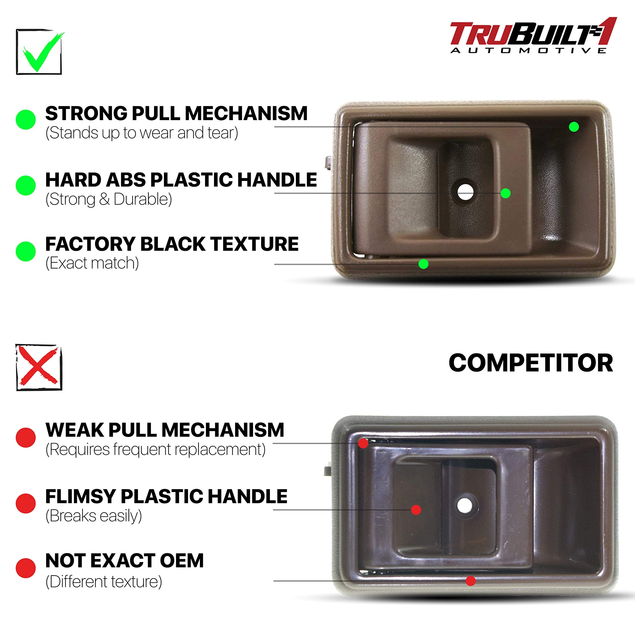 T1A Pair of Interior Door Handle Replacements for 1989-1992 Toyota Corolla, Fits Right and Left Sides, Also Fits Toyota Tacoma,