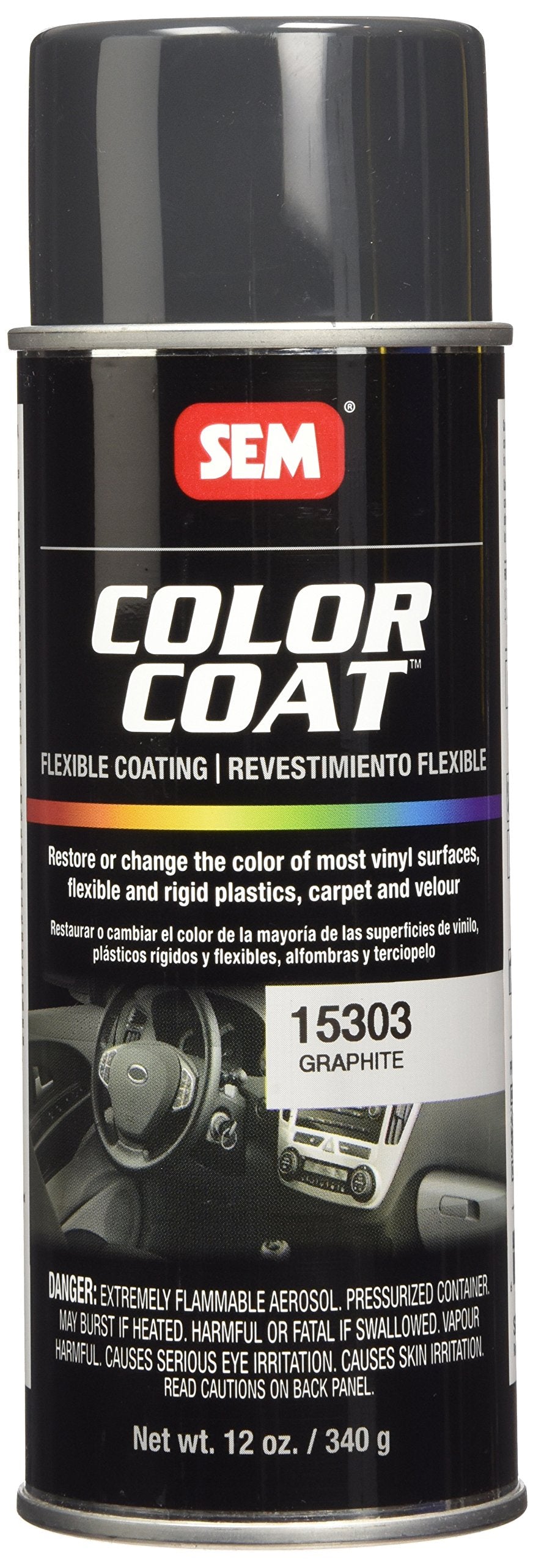 SEM Graphite Color Coat - 12 fl. oz. - Model 15303 - Durable Finish for Automotive Use