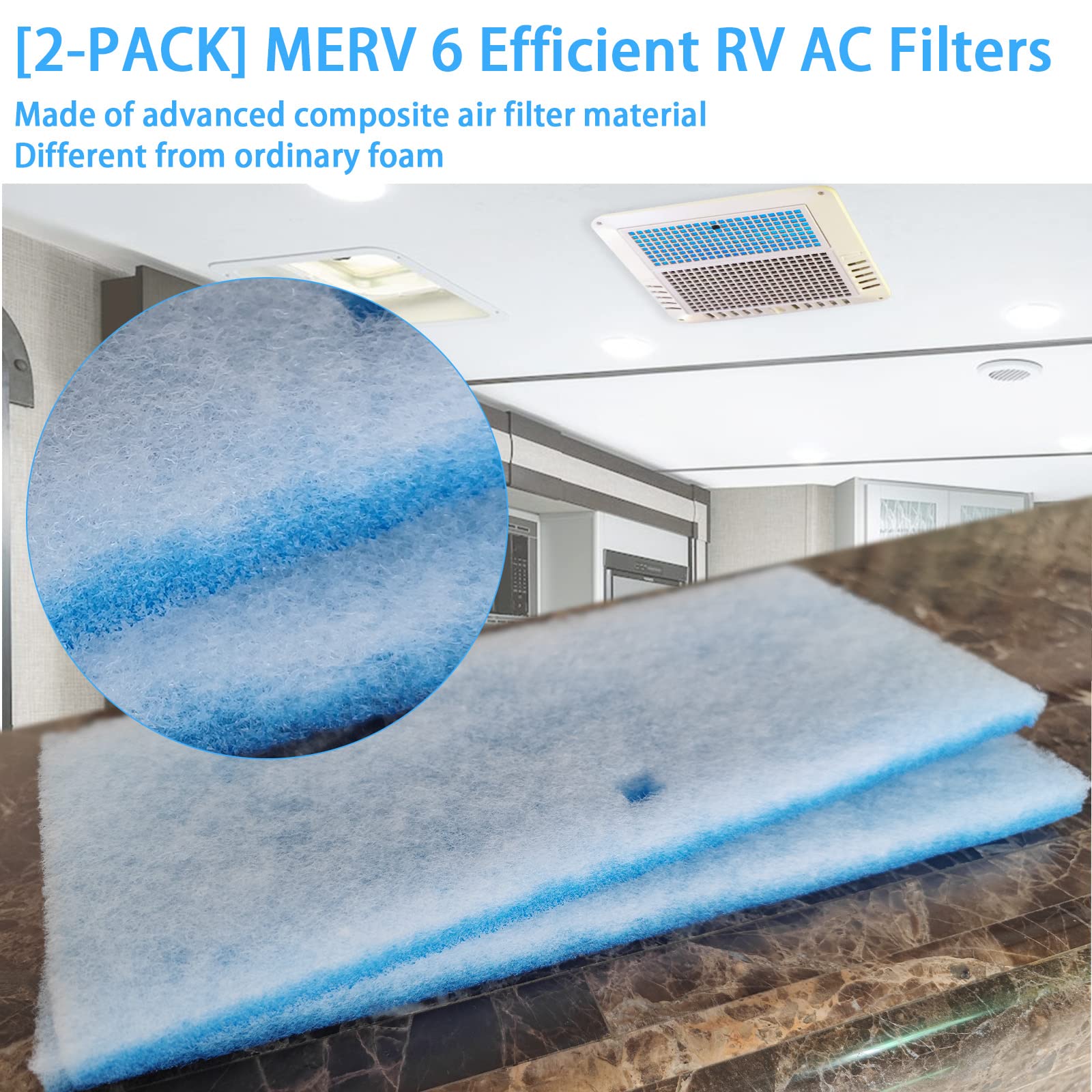 Rv Ac Filter 6 X 14 Inch Rv Air Filters For Air Conditioner Vent, Merv 6 Ac Filter For Cleaner Air 2 Filters