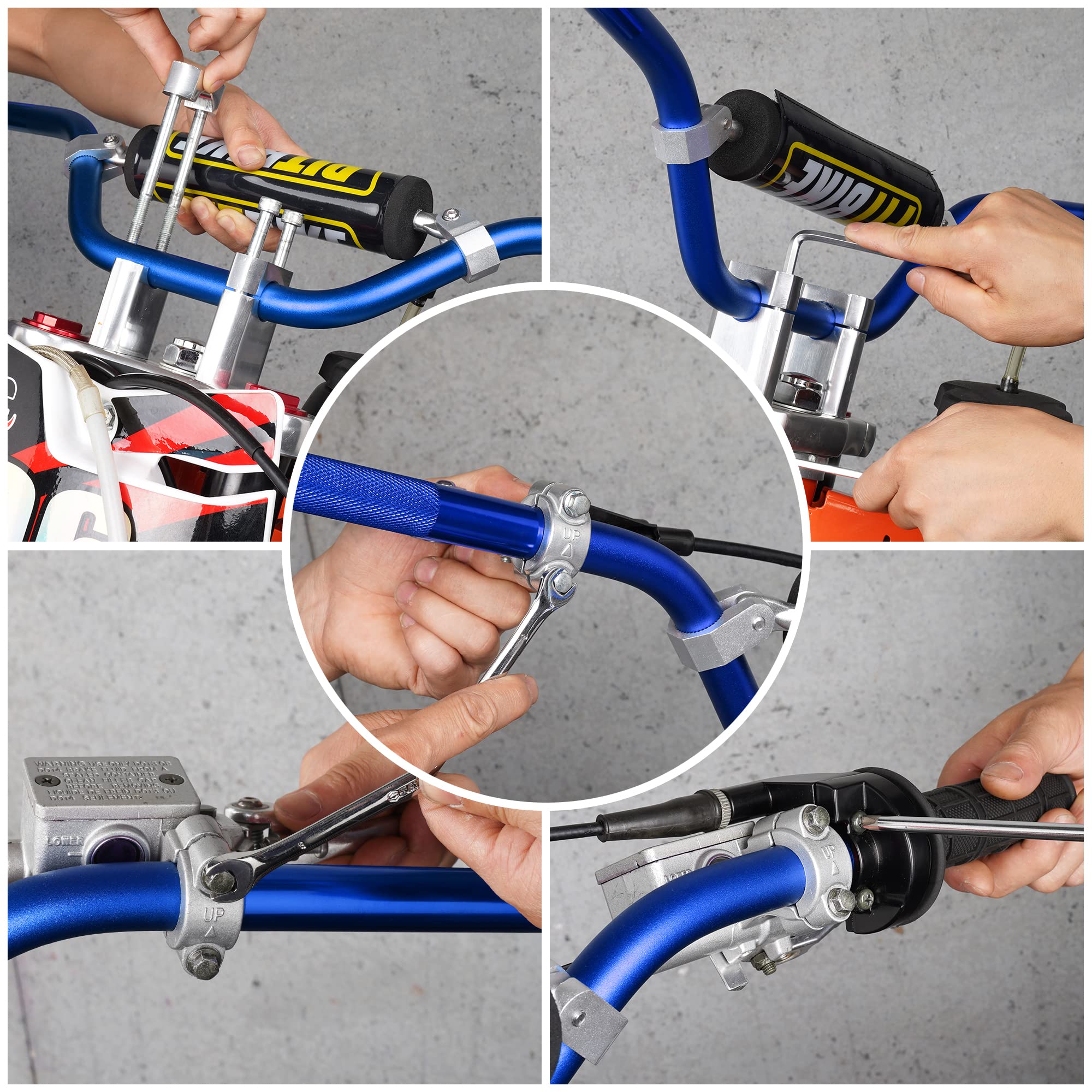 Handle Bar With Foam Pad 7/8'' 22Mm Handlebar Compatible With Crf Yzf Kxf Klx Rmz Drz Pit Dirt Bike Motocross Atv Quad Blue