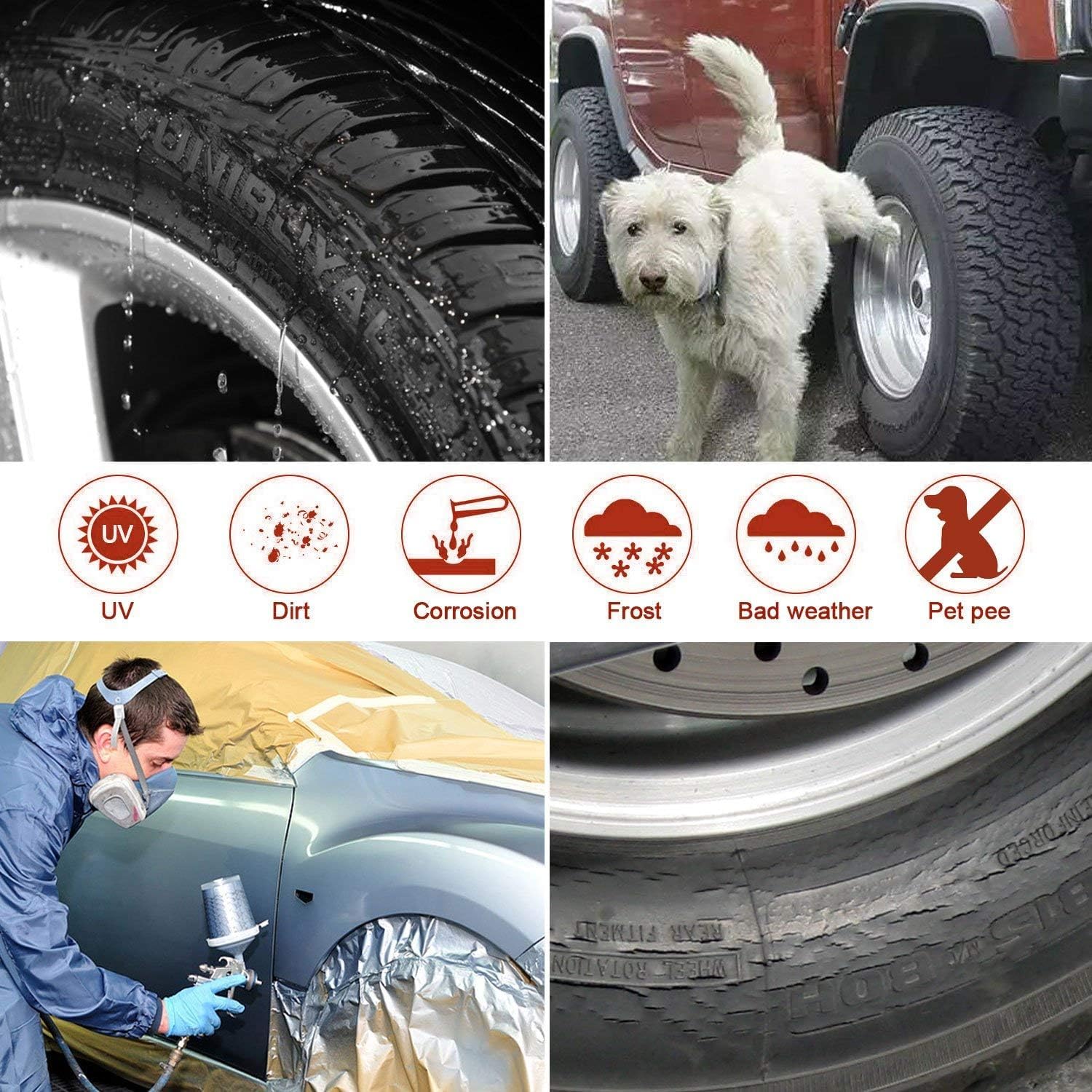 Amfor Tire Covers Set Of 2, Waterproof Anti-Uv Sun Snow Rain Tire Covers For Trailers, Rv, Camper, Suv, Truck, Fit 24-26 Inches