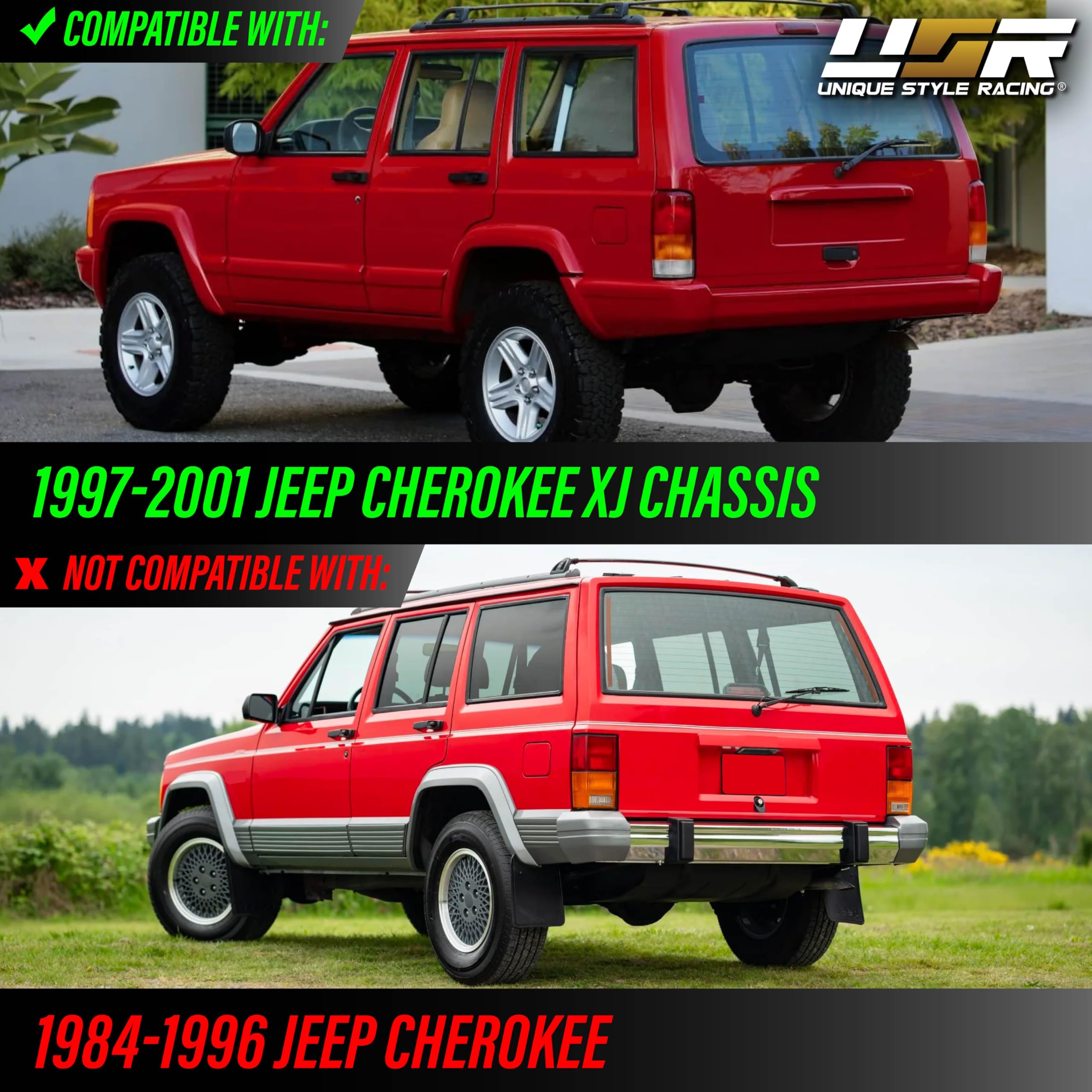 USR 97-01 Cherokee XJ Tail Light Assembly - Left + Right Pair, All Clear Lens with Bulbs for 1997-2001 Jeep Cherokee XJ SUV