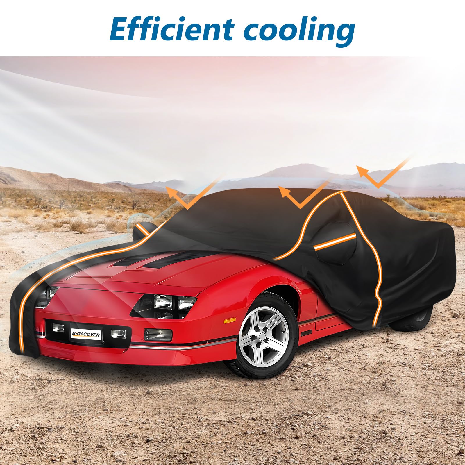 BIGACOVER Car Cover for Chevy Camaro 1982-2002, Waterproof 210D Oxford Cloth, Black, Heavy Duty All Weather Protection