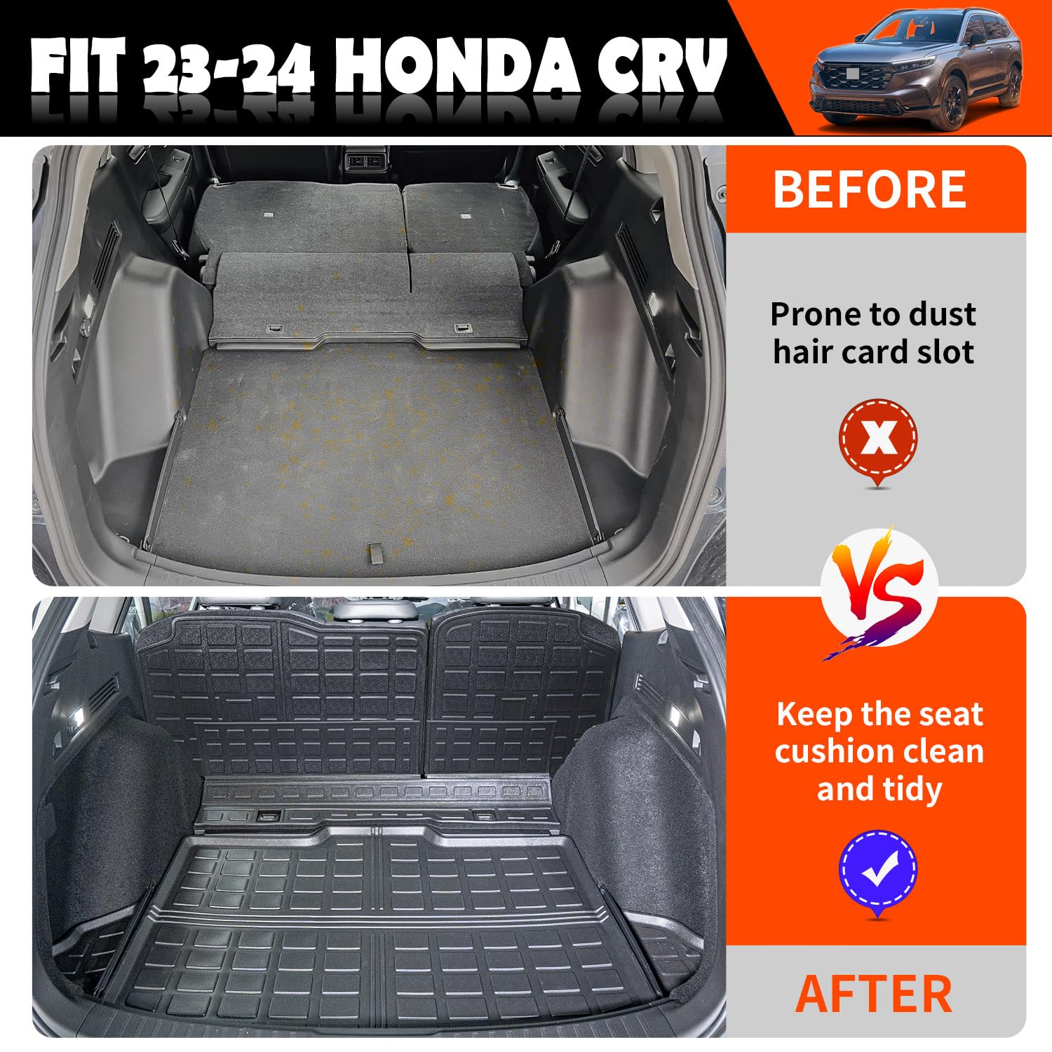 Powoq Cargo Mat Compatible With 2023 2024 Honda Crv Backrest Mat Tpe Trunk Mat Cargo Liner Replacement For 2023 2024 Honda Crv A