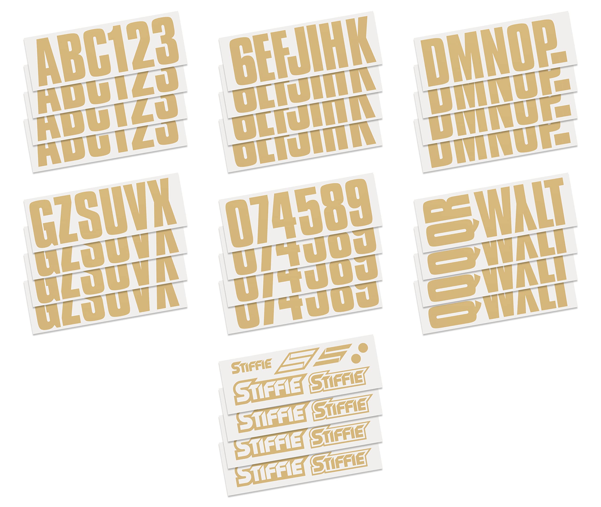 STIFFIE Uniline Tan 3 ID Kit Alpha-Numeric Registration Identification Numbers Stickers Decals for Boats & Personal Watercraft