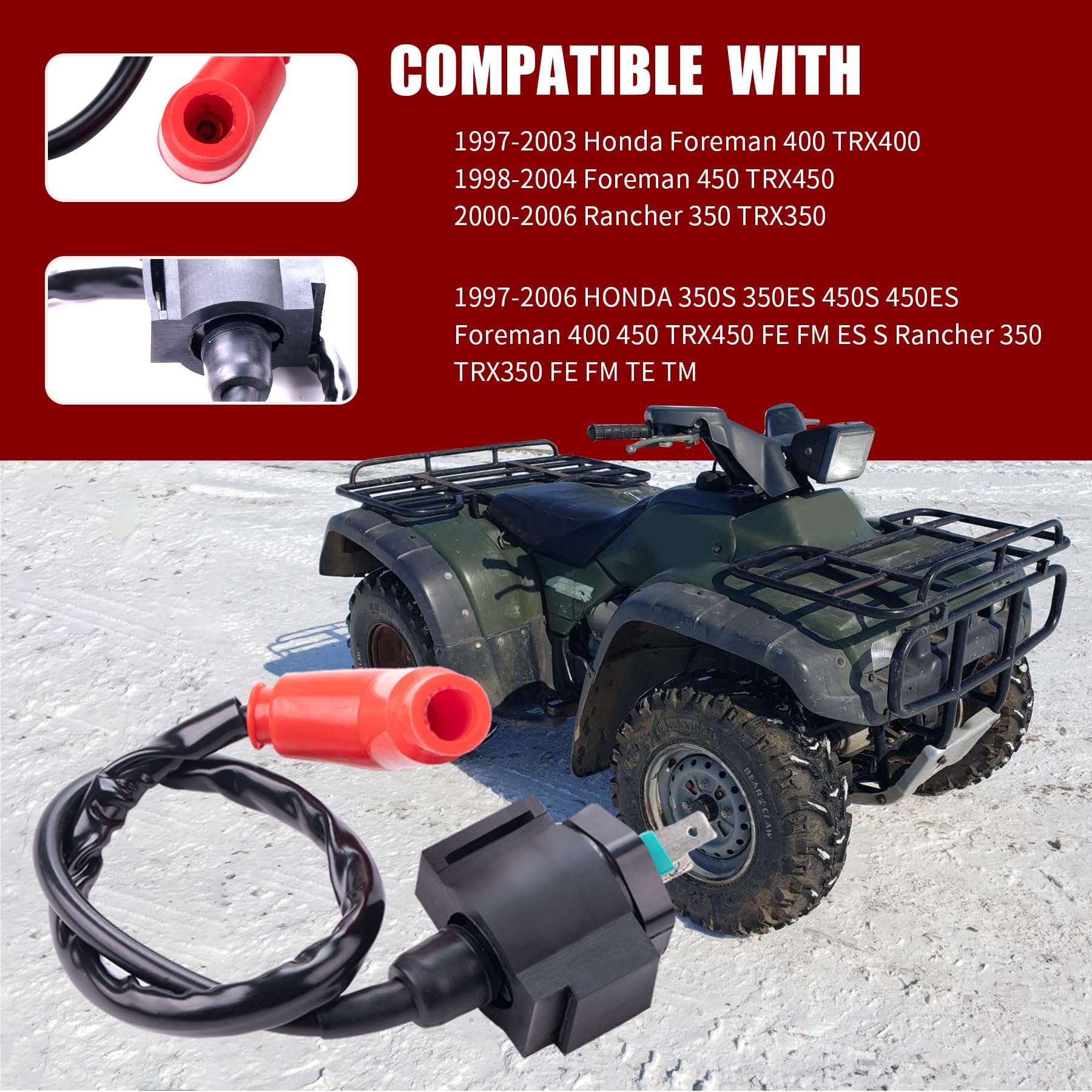 Tnnr Ignition Coil Spark Plug Compatible With 1997-2006 Honda 350S 350Es 450S 450Es Foreman 400 450 Trx450 Fe Fm Es S Rancher 35