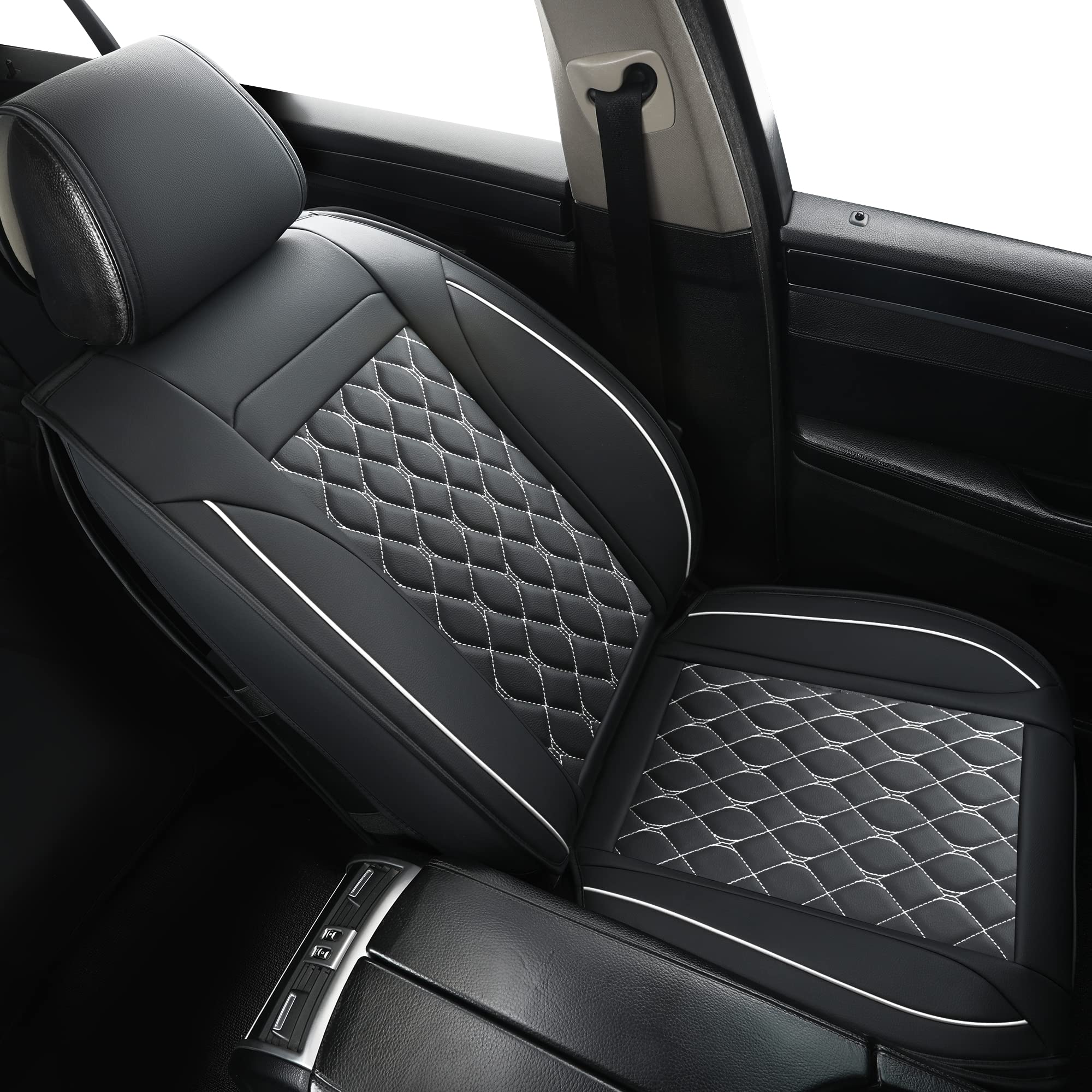 Vankerful Car Seat Covers Front Pair,Universal Fit for Most Cars,SUV,Sedans and Pick-up Trucks,Automotive Faux Leather Vehicle C