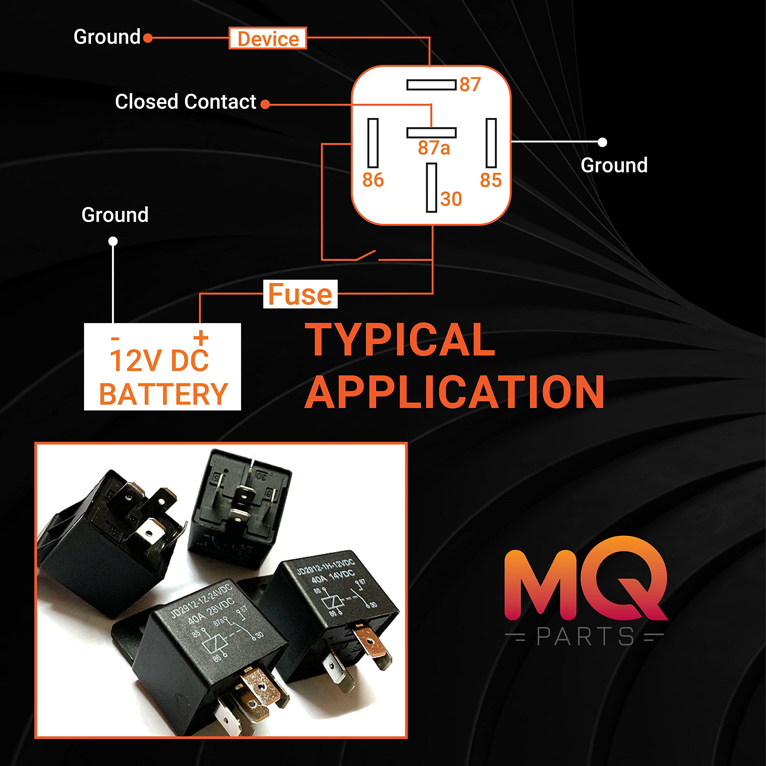 3 Packs 00432101 5-Pin 12V 40A Multi-Purpose Relay Heavy Duty Relay by MQparts - Replaces 109748 430-300 00432100 109748X - Comp
