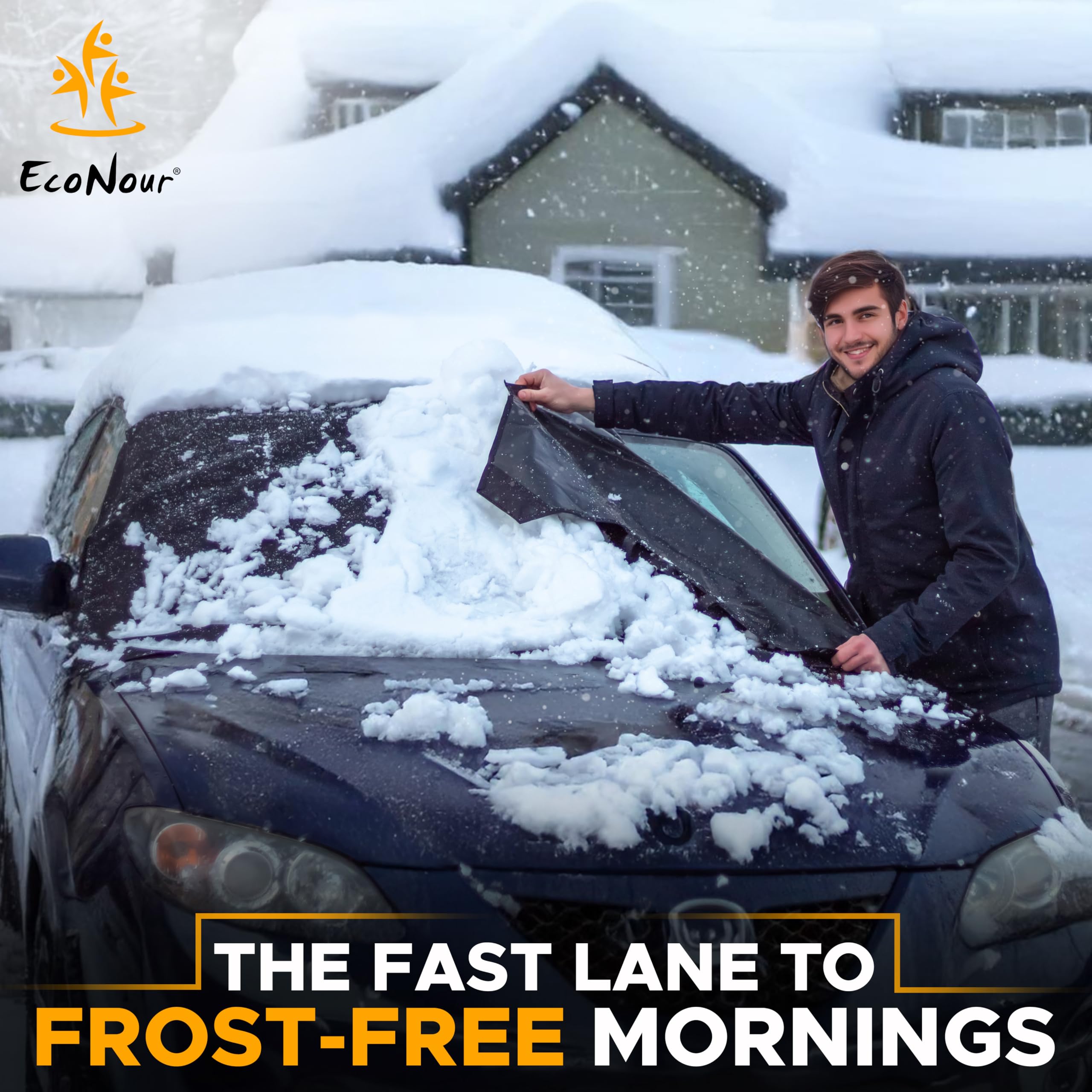 Econour Truck Windshield Cover For Ice And Snow | Durable Oxford Fabric | Frost Cover Suits For Suvs, Trucks, Station Wagons & M