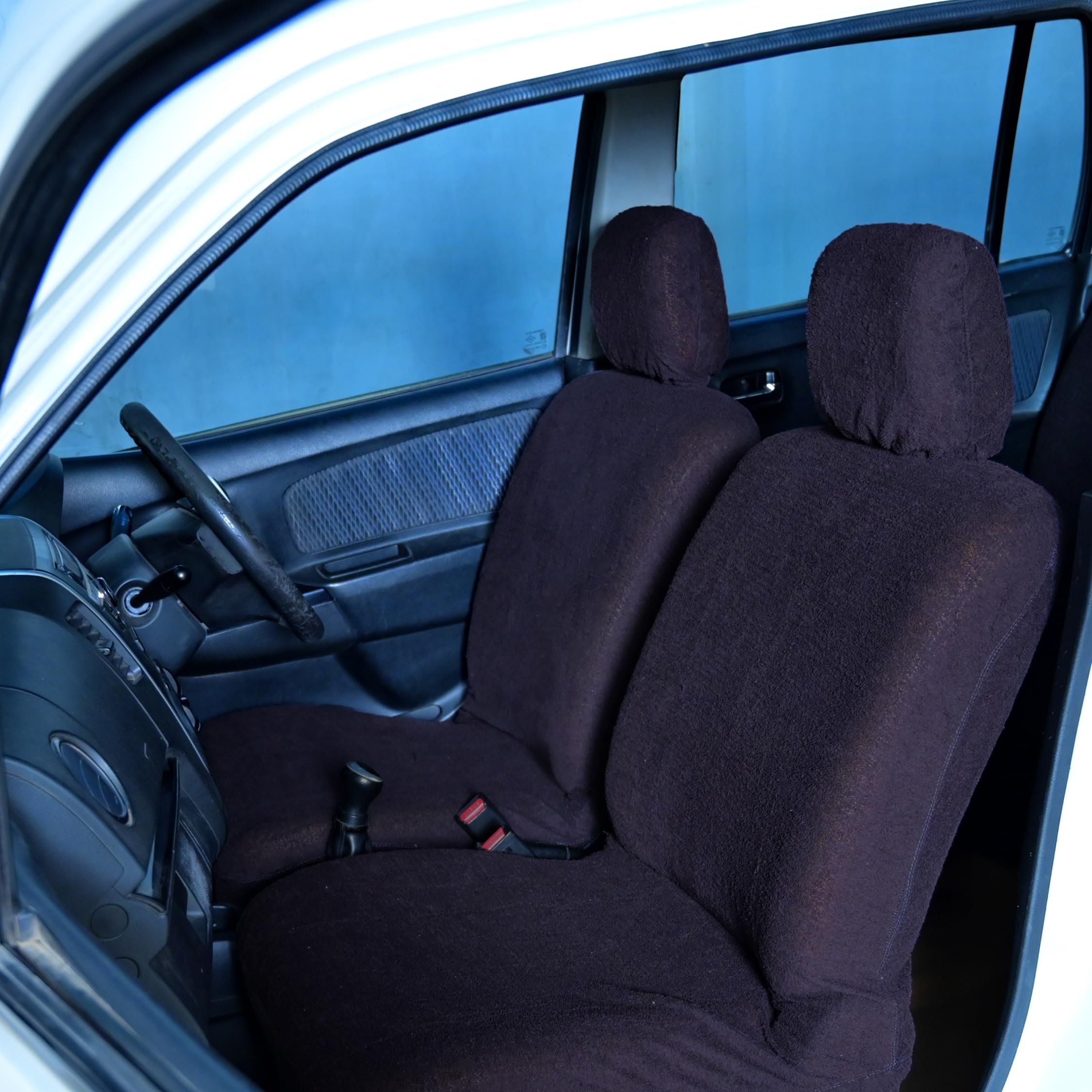 Atist Cotton car seat Cover for Wagon R Stingray (Towel Type)(Cotton)(Elastic Fitting for Easy Installation) (Brown)