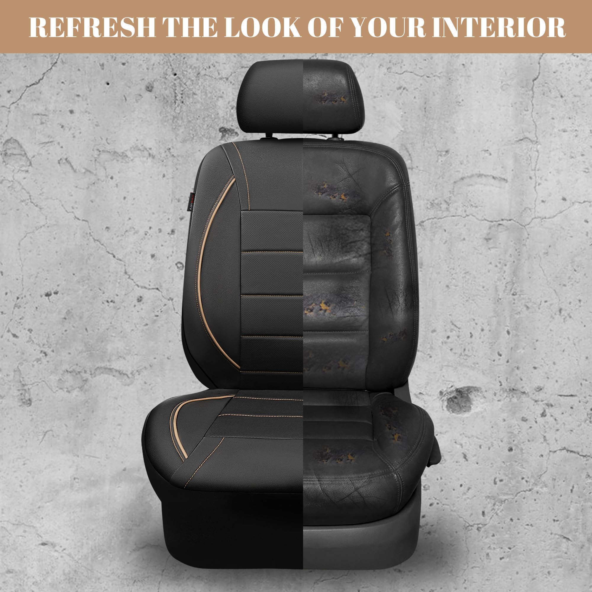 Car Pass Universal Fit Piping Leather Two Front Seat Covers, Waterproof Faux Leather For Suv Sedan Van Truck, Airbag Compatible,