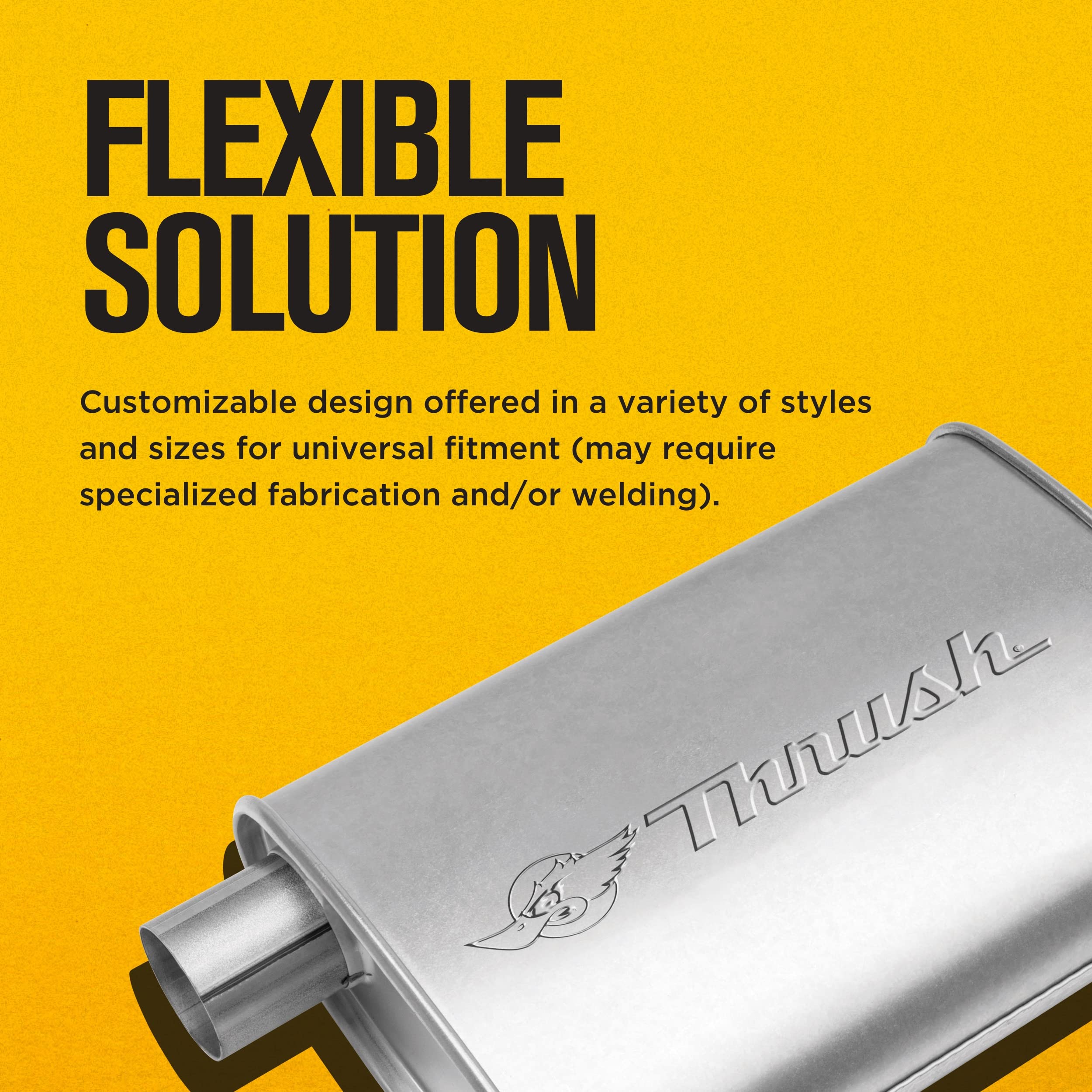 Thrush Muffler Mellow Performance Tone Inlet 2.25 Pipe Connection Offset Outlet 2.25 Center