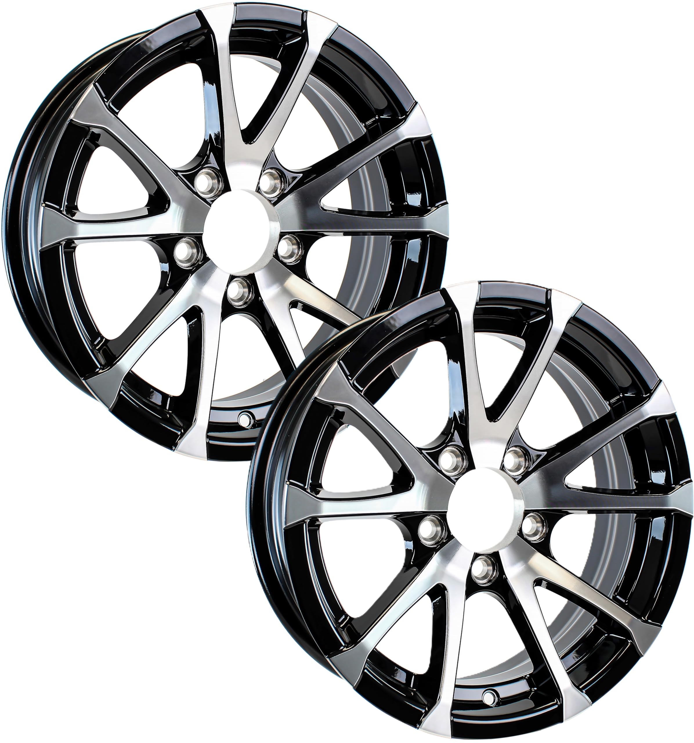 eCustomrim 2-Pack Aluminum Trailer Rims Wheels 5 Lug 14 Avalanche V-Spoke/Black