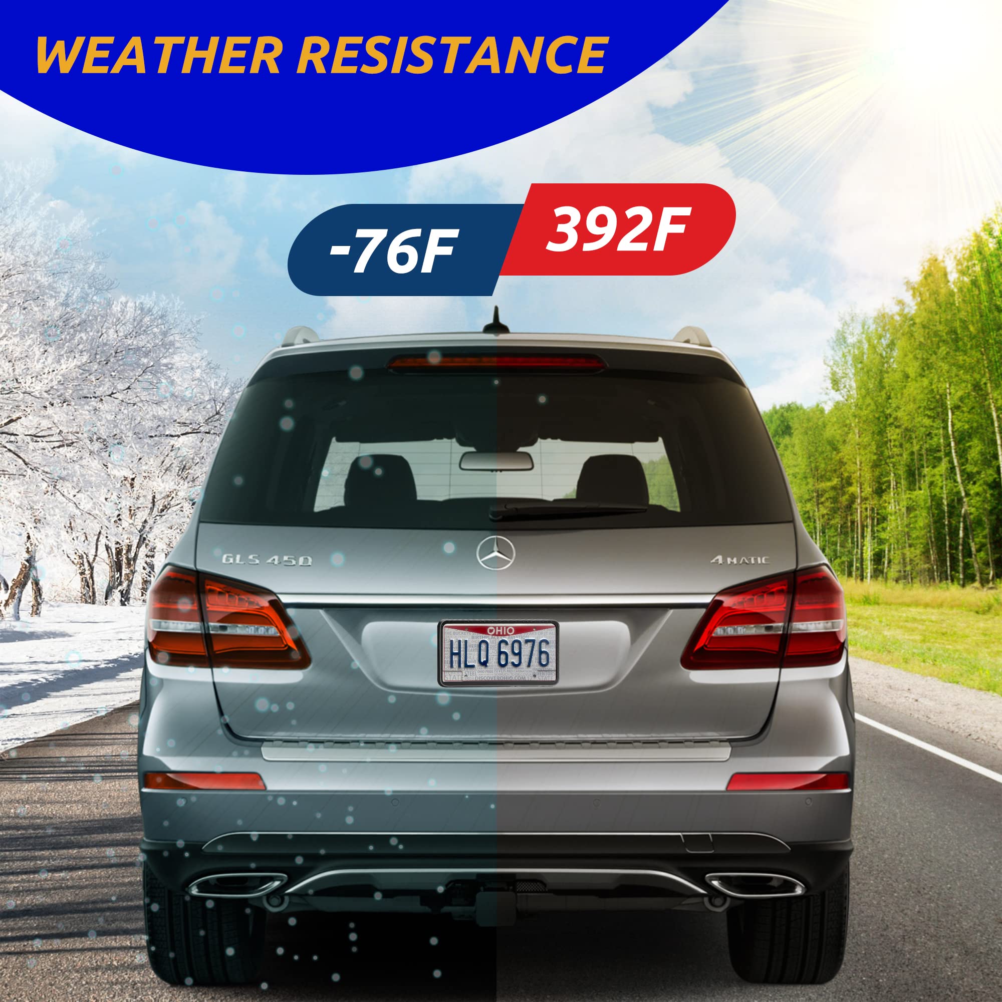 Silicone License Plate Frames 2 Pcs, Front & Back License Plates Cover Bracket, Easy To Install Set Of Black Brackets W Screw Ca