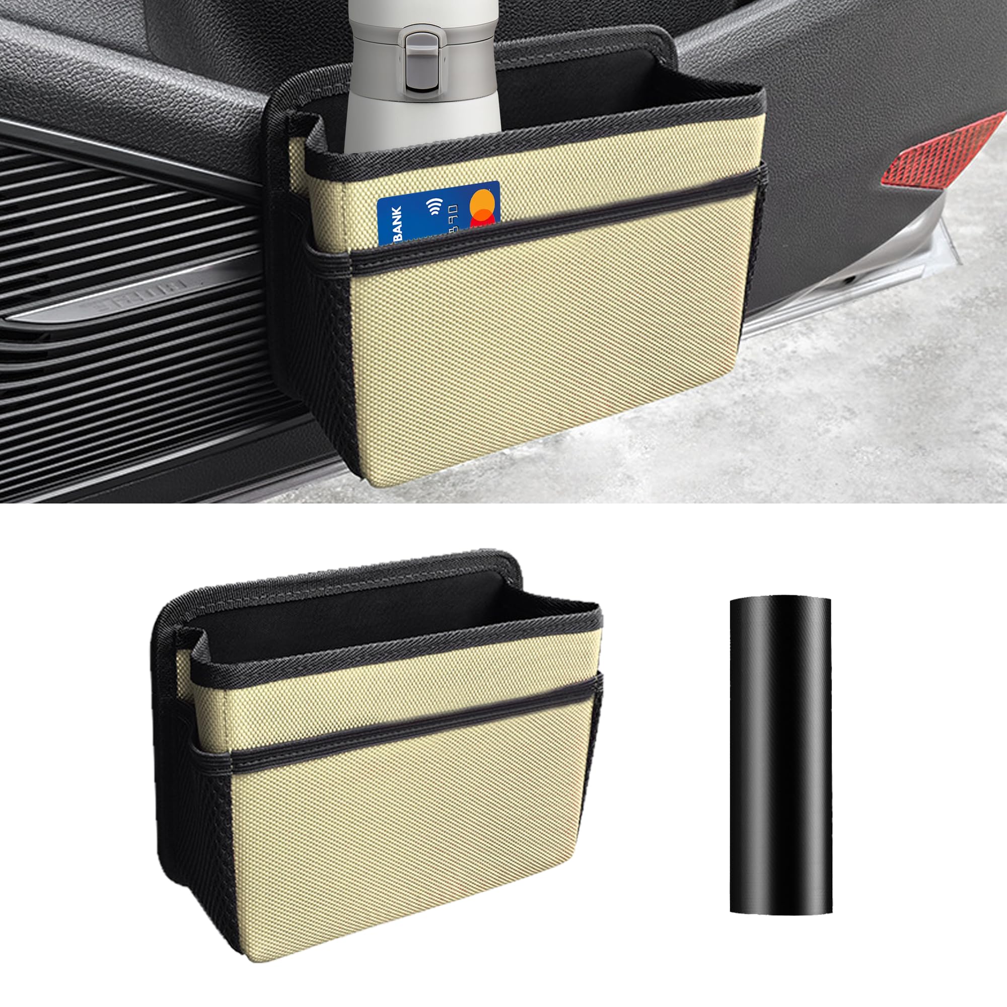 Tioollev Car Trash Can, Foldable Mini Vehicle Trash Bin Garbage Organizer Holder, Waterproof Hanging Mini Auto Dustbin Accessori