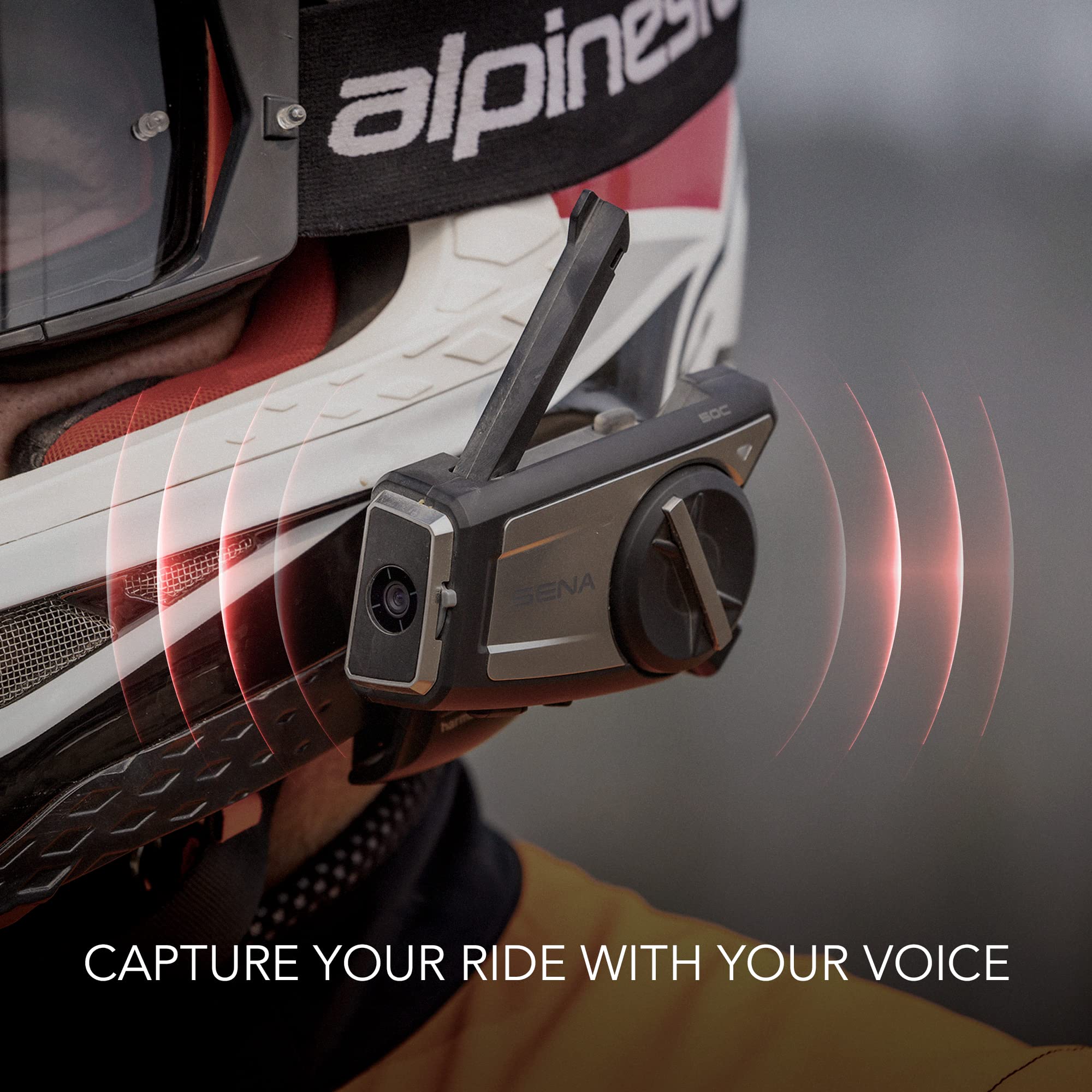 Sena 50C Motorcycle Communication & 4K Camera System With Sound By Harman Kardon Integrated Mesh Communication Headset With Prem