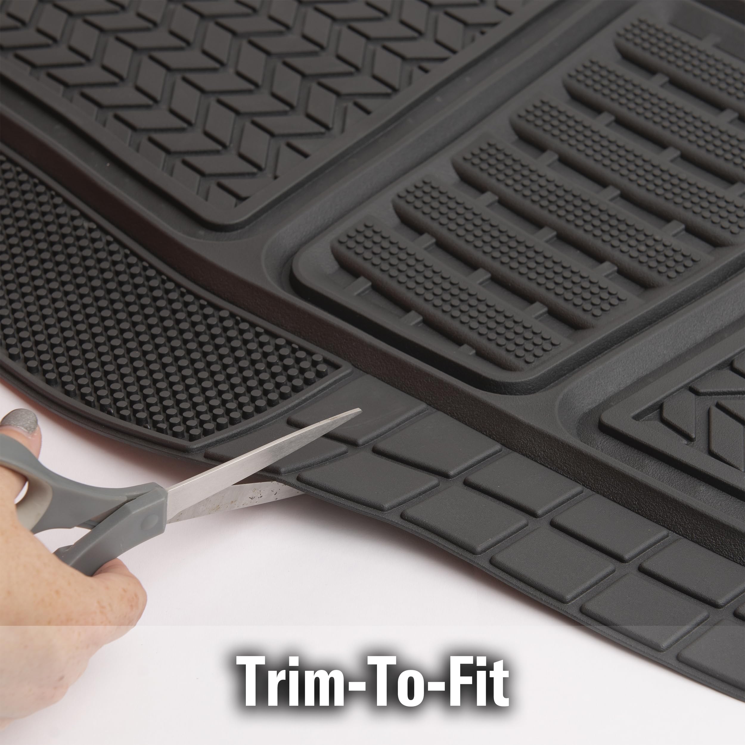 Dickies 2-Piece DuraSport Deep-Tray Floor Mats, Heavy-Duty Floor Mats for Cars, All-Weather Car Mats, Trim-to-Fit Mats for Cars,