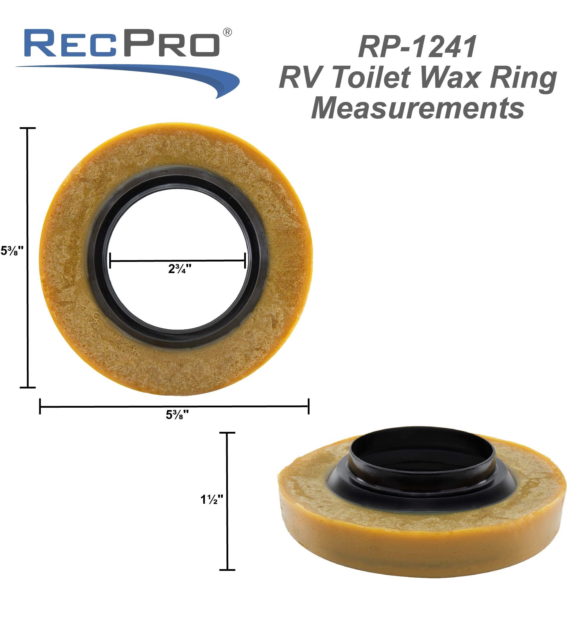 RecPro RV Toilet Wax Ring - Wax Gasket for Toilet Installation - Model RP-1241
