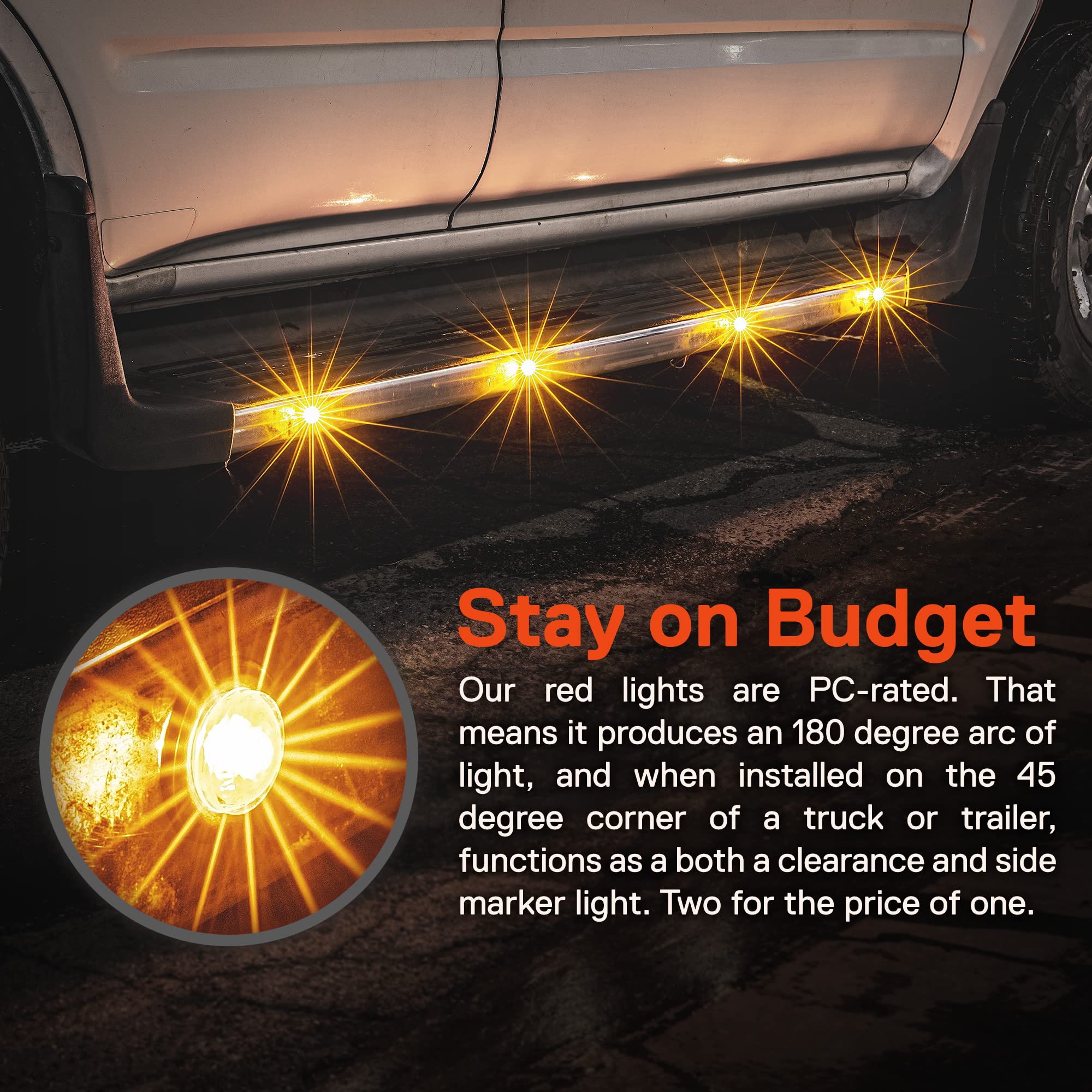 TRUE MODS 12pc 3/4'' Inch Round Amber + Red Trailer 12V LED Marker Light [DOT FMVSS 108] [SAE P2PC] [Semi-Spherical Output] [IP6