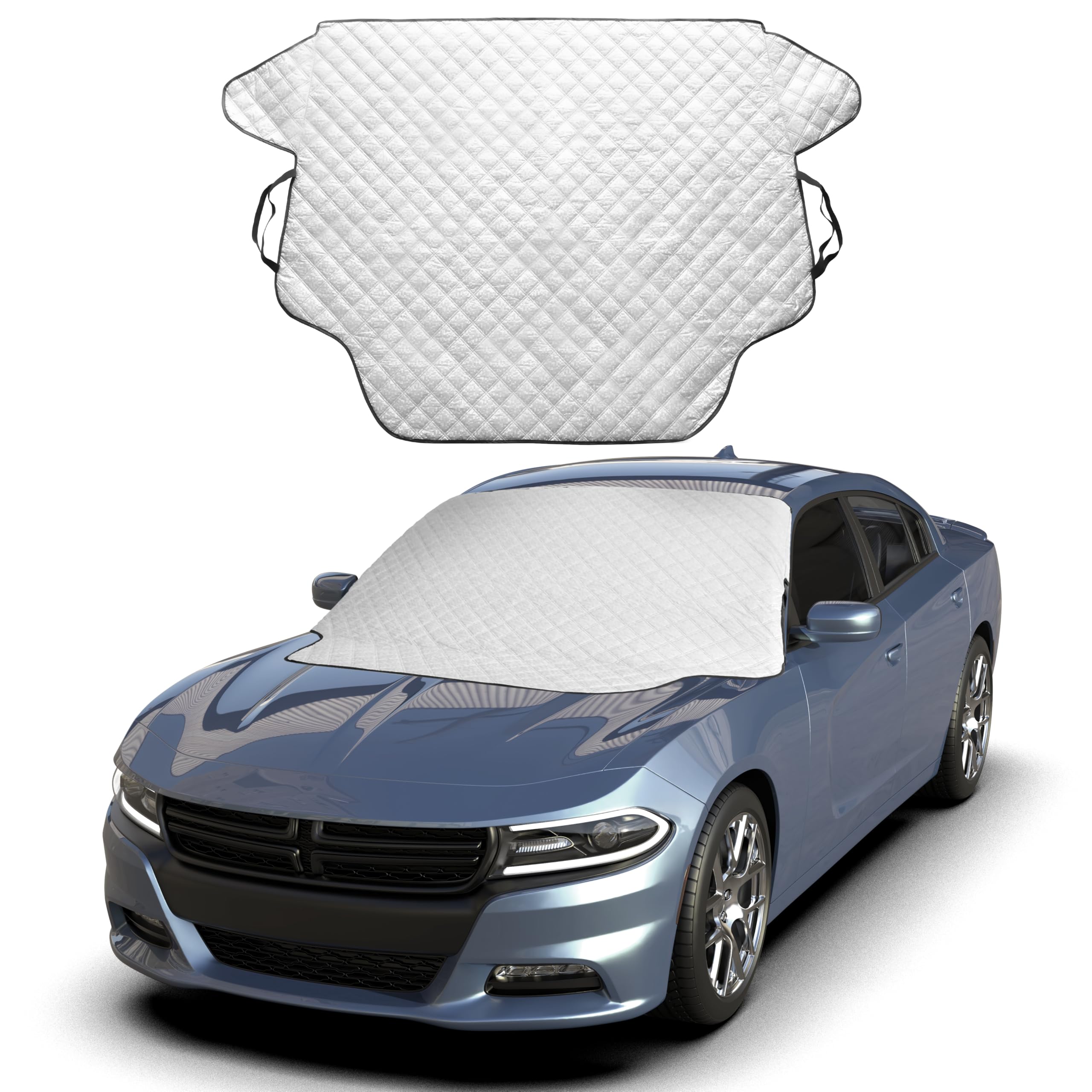 Econour Car Windshield Snow Cover - Ice Windshield Cover With 4 Layers Thickness, Snow Protection Cover, Easy To Use, [Universal