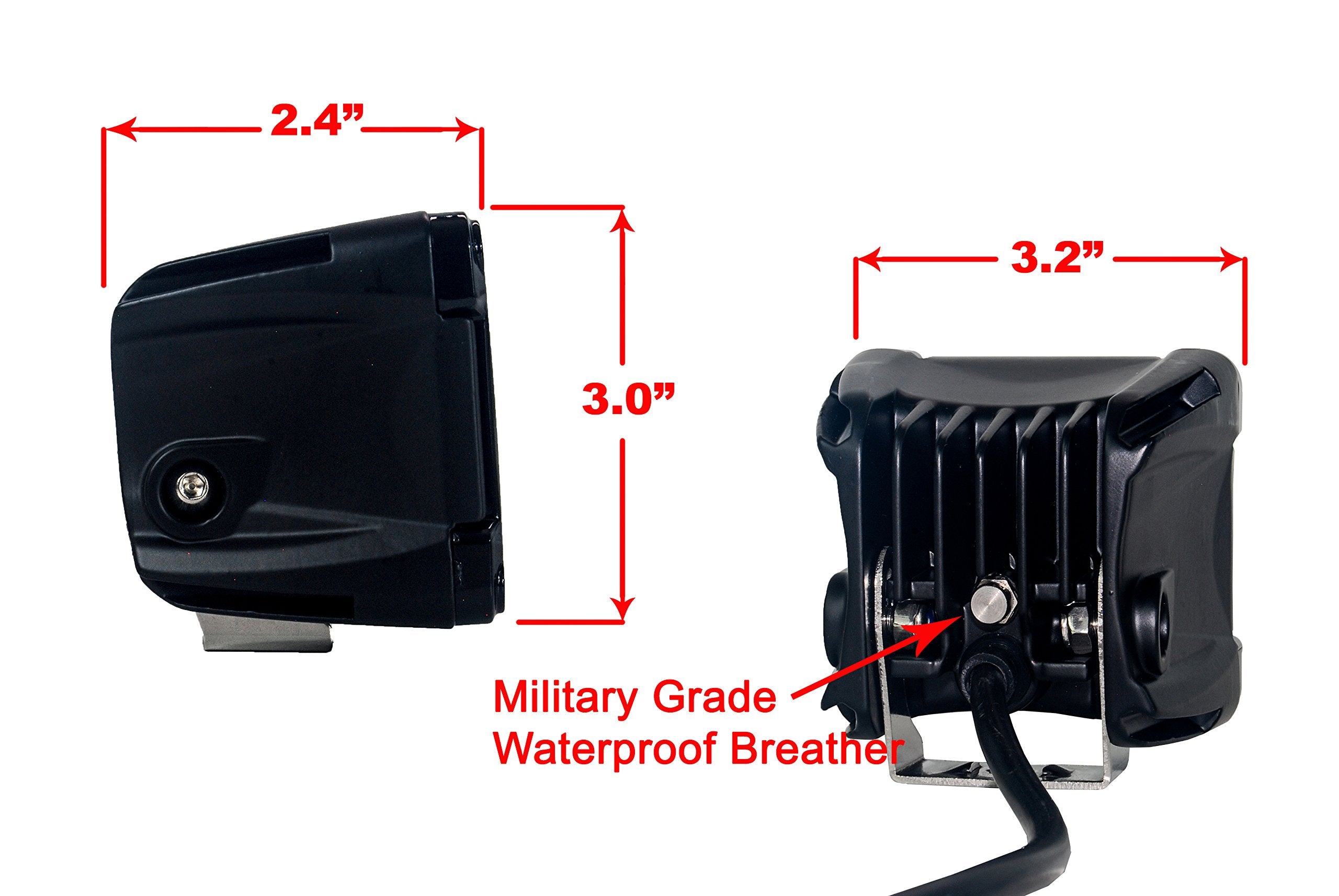 Oz-Usa 3' Dual Intensity Rear Light Red Led Pod Lights High Low Wiring Harness Dual Switch Brake Tail Cube Off Road Motorcycle Atv Suv Semi Truck Heavy Equipment 12V 24V