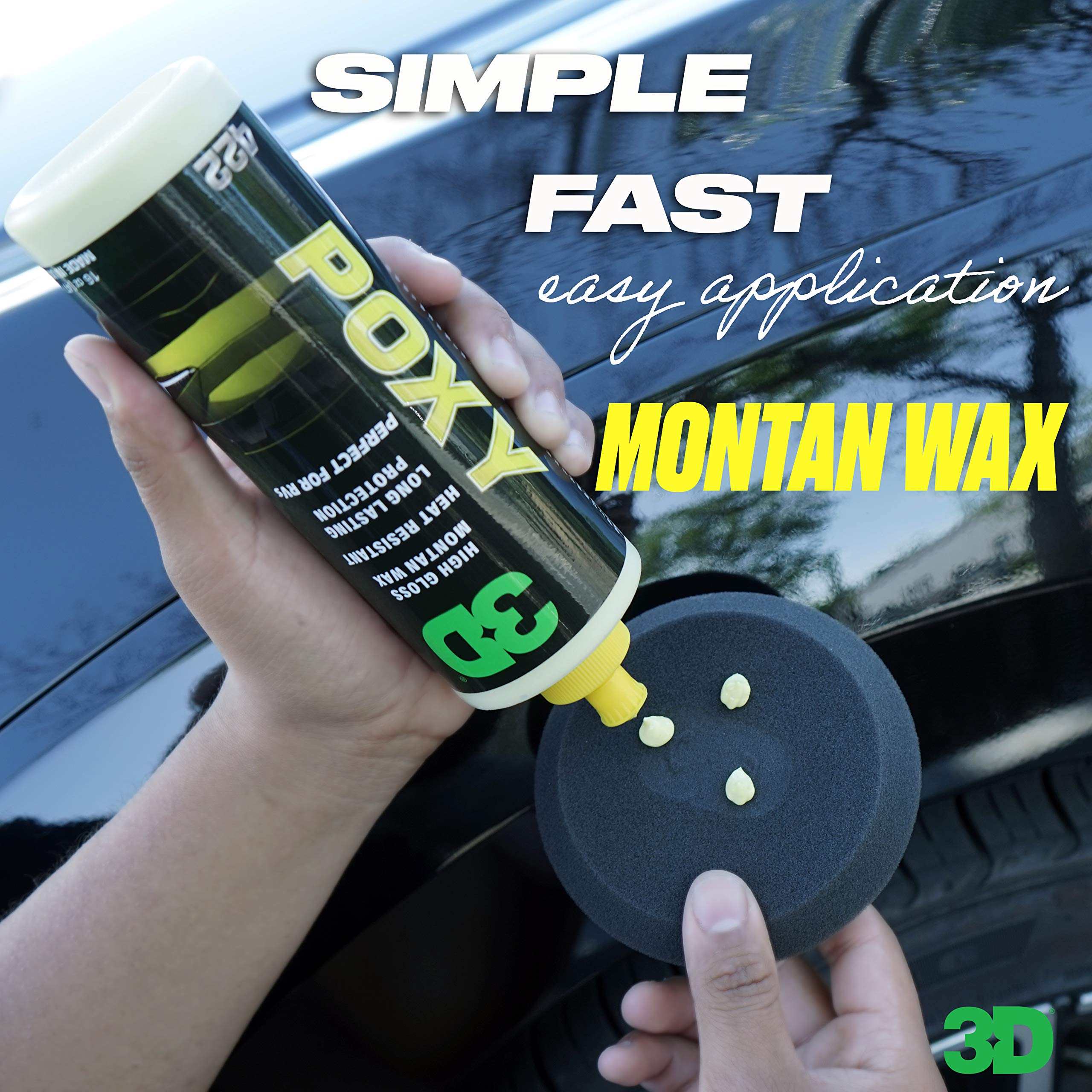 3D Poxy Montan Butter Car Wax - 16Oz - High Gloss, Non-Staining Car Wax Sealant With Long Lasting Protection - For Cars, Rvs, An