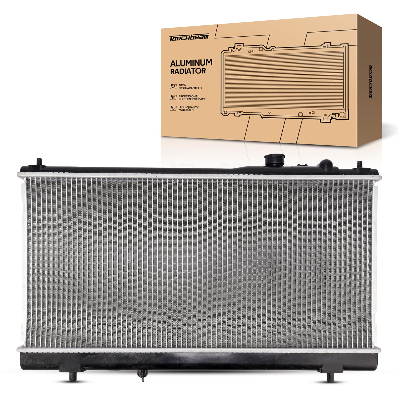 Torchbeam Car Aluminum Core Radiators Compatible with 2001-2007 Sequoia 2004-2006 Tundra 4.7L Crew Cab (1-7/16 in. Thick Core) T
