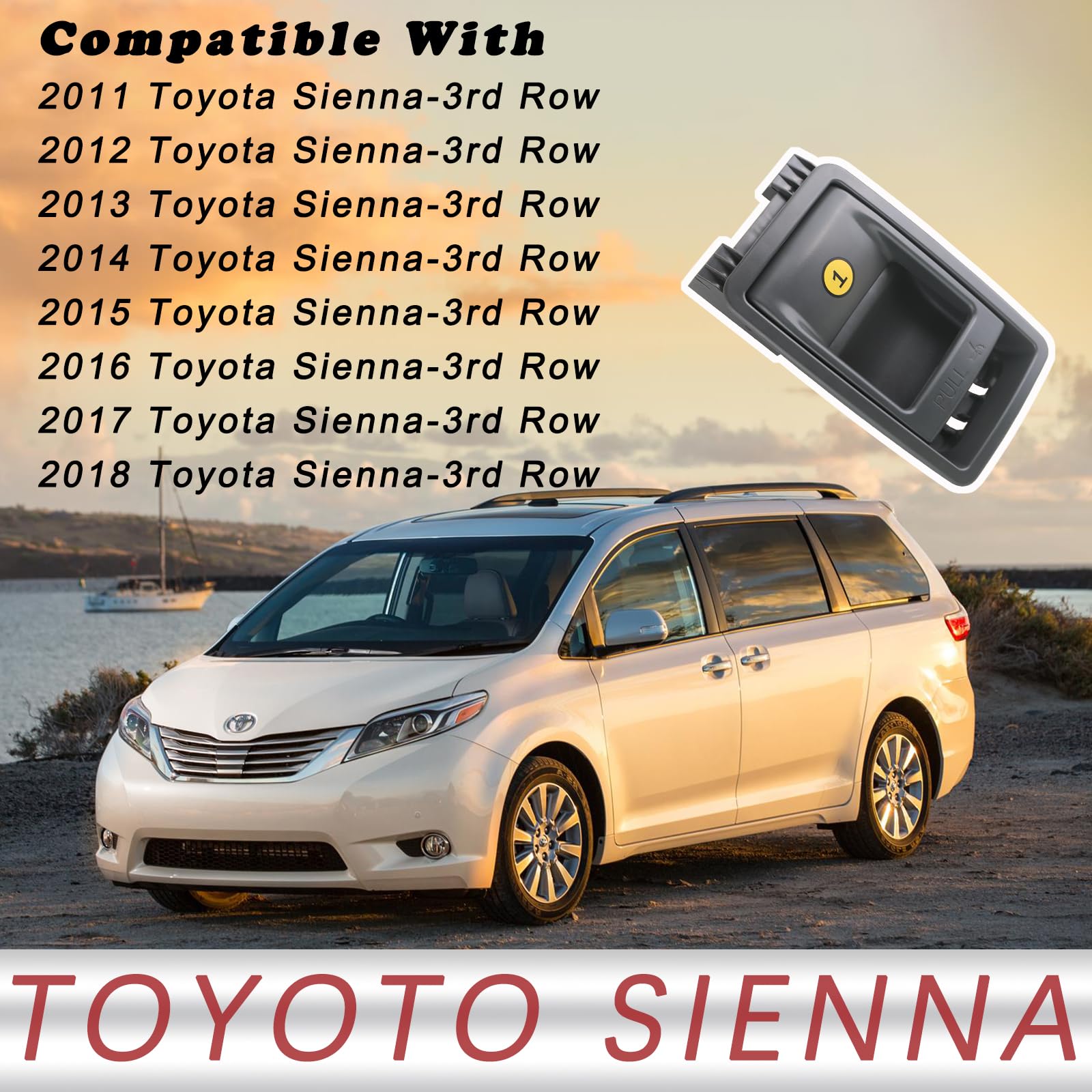 TQPONLY Folding Seat Latch Release Handle | Compatible with 11-18 Toyota Sienna | Replaces 75220 72909-08011 (Gray)