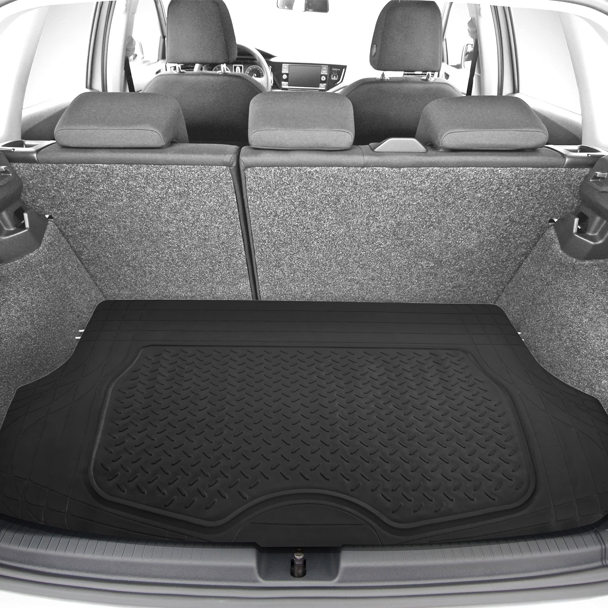 Fh Group Premium Liners Tall Channel Trimmable All Weather Rubber Full Set Car Floor Mats (Red) W. Trimmable All-Season Cargo Li