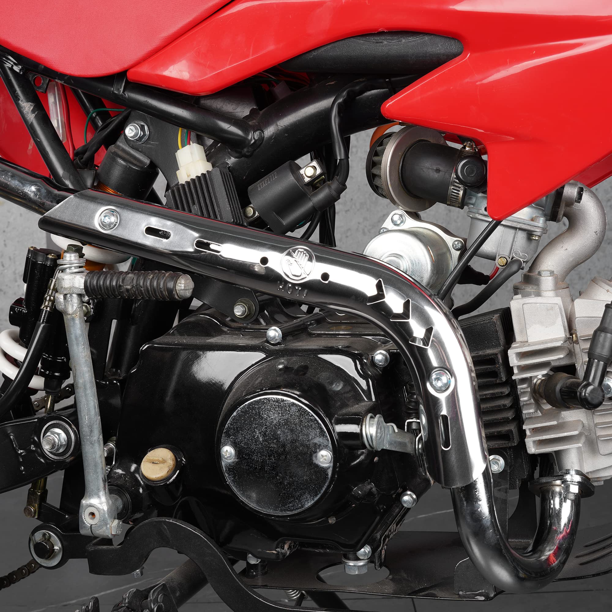 MTATCN 28mm Stainless Steel Exhaust Muffler Silencer Pipe for CRF50 XR50 GY6 70cc 110cc 125cc Pit Dirt Bikes - Red