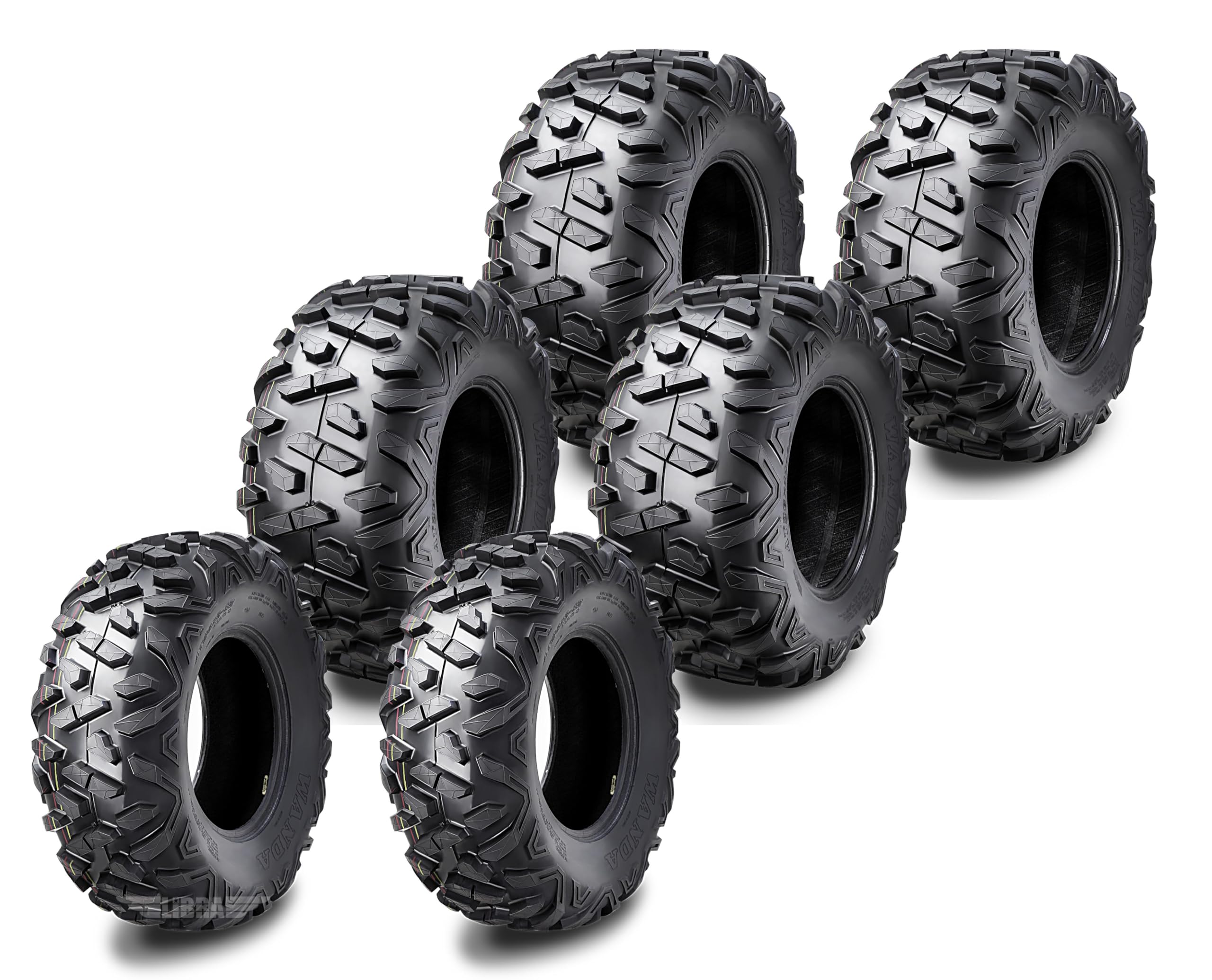 Wanda (2) 25X8-12 & (4) 25X11-12 Utv Atv Tires 6-Ply Set 6 Bighorn Style 6-Wheelers