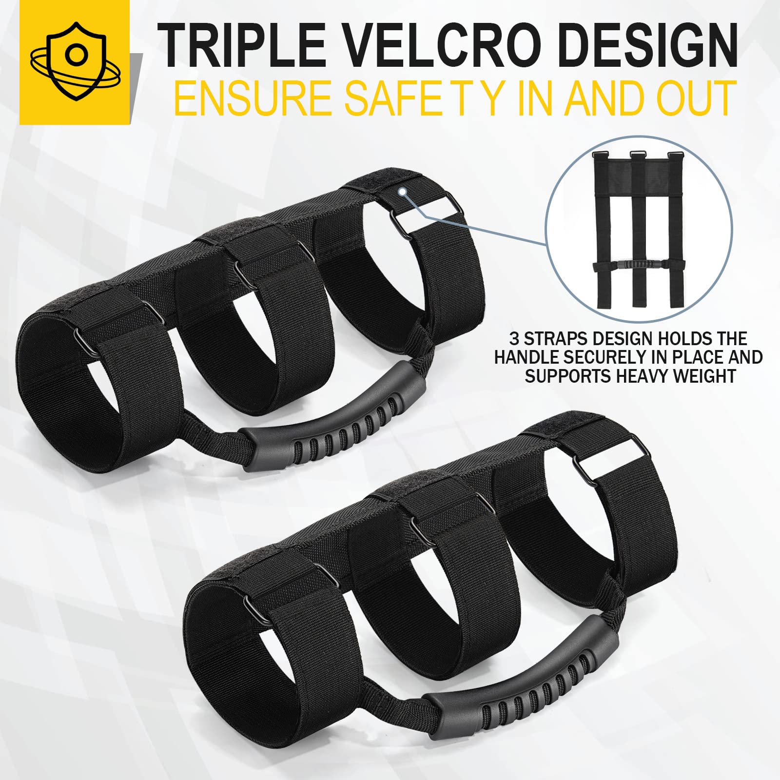 moveland 2 Pack Grab Handle Set for Jeep Wrangler TJ YJ JK, Black Metal, Easy-to-Fit Design, Compatible with 1955-2023 Models