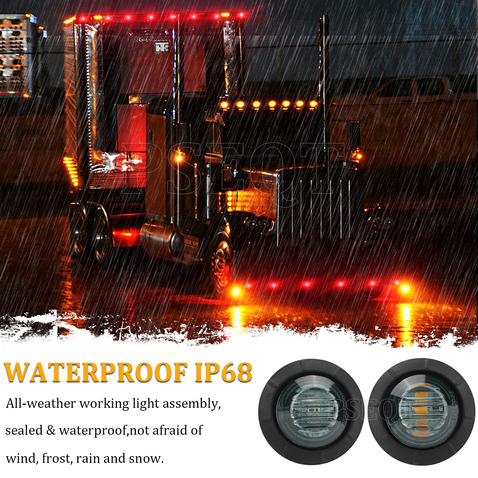 Pseqt 3/4'' Round Led Side Marker Clearance Lights Front Rear Marker Indicators Tail Light Waterproof For Trailer Truck Car Bus