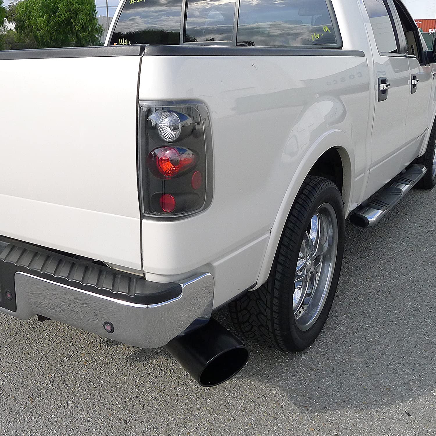 Spec-D Tuning 4''Inlet/8'' Outlet Black Stainless Steel Truck Bolt-On Exhaust Muffler Tip