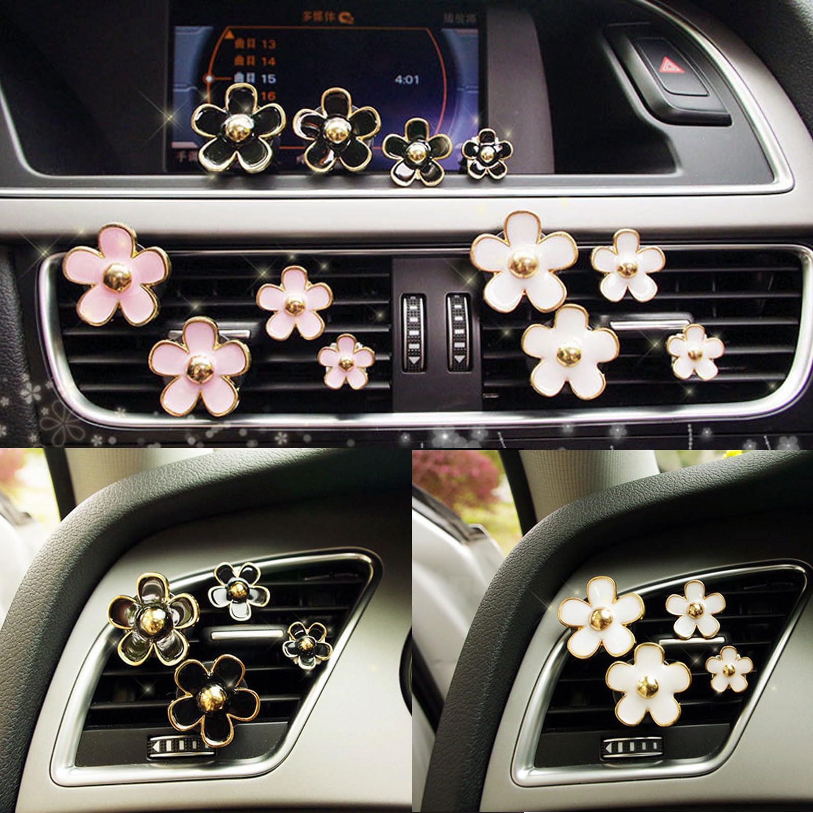 CLUOCKY Daisy Car Decoration Flower Air Vent Clip Air Conditioning Outlet Clip Car Air Freshener Clip Car Interior Decor Charm C