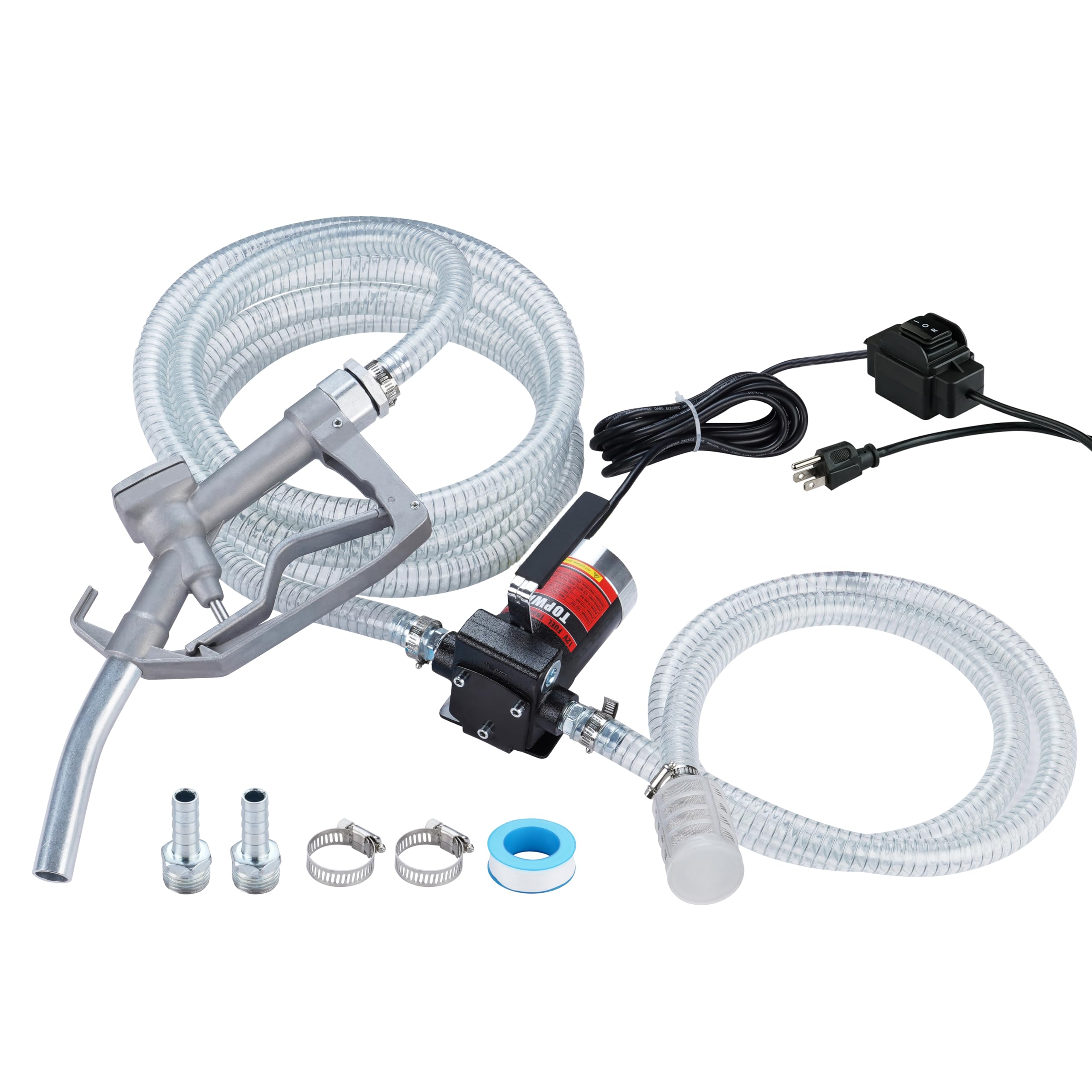 Topway 110V Gasoline Fuel Pump Kit, Self-Priming Oil Transfer Pump With Handle, Reversible Pumping, Overheat Protection, Explosi