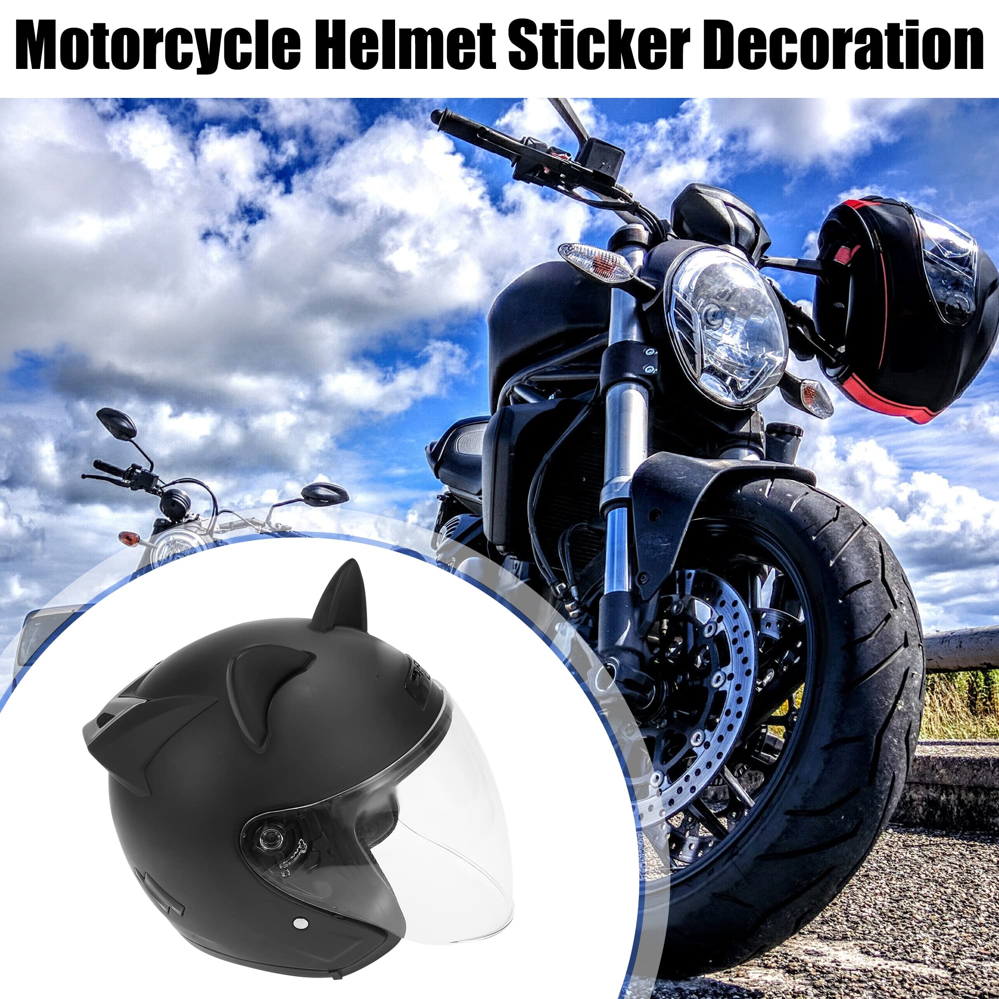 Motoforti 2pcs Cat Ears Style Attachments Helmet Decoration Accessories Self Adhesive Universal Helmet Cover Sticker for Motorcy