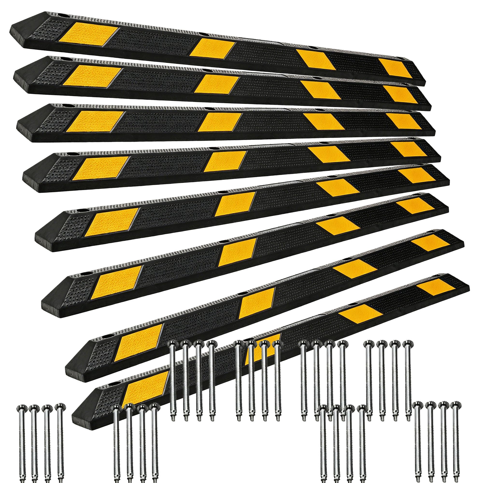 Garvee 72 Inch Rubber Parking Curb Set of 2, Wheel Stopper for Garage and Driveway, Parking Stop Block for Consistent Parking Po